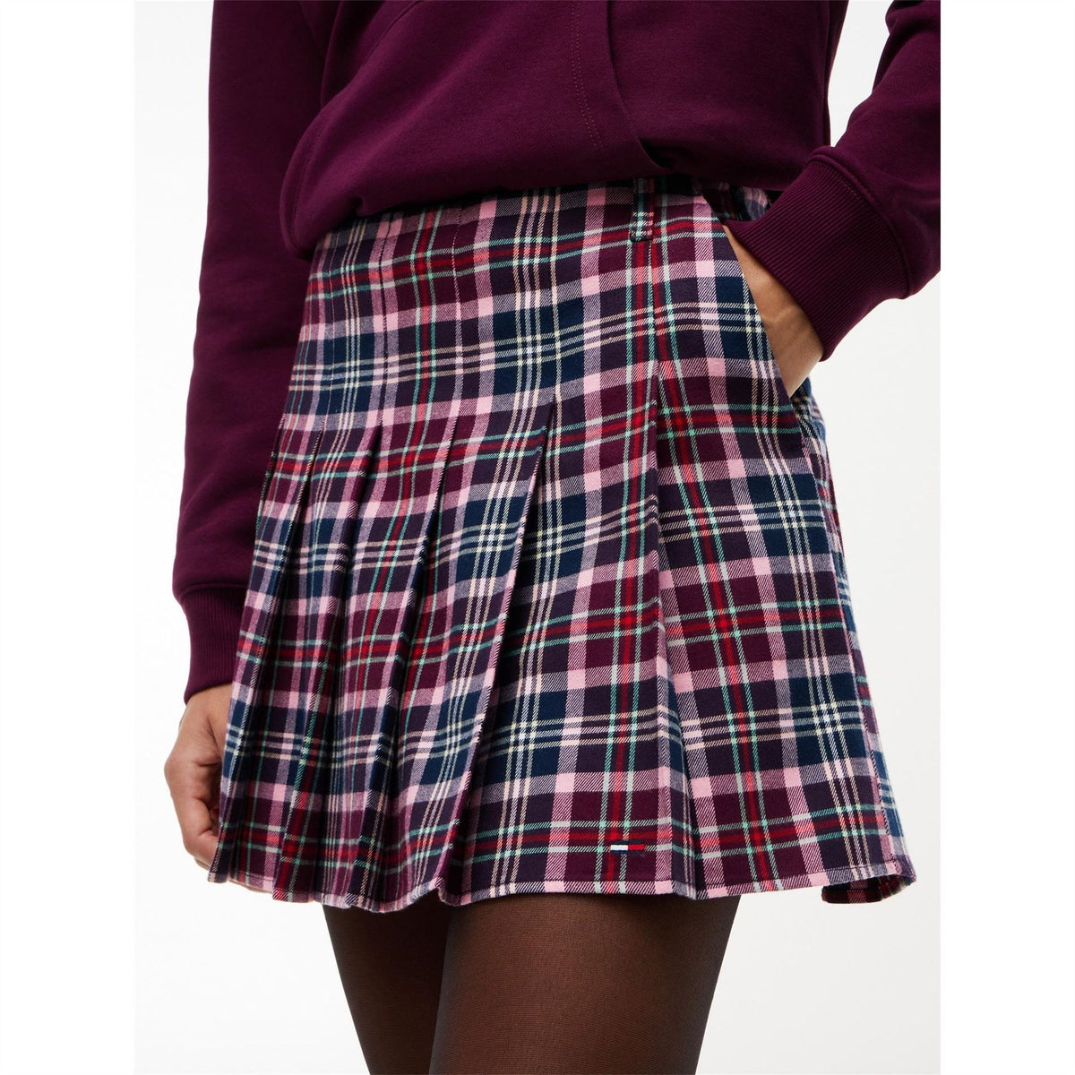 Tommy Jeans Tartan Pleated Mini Skirt