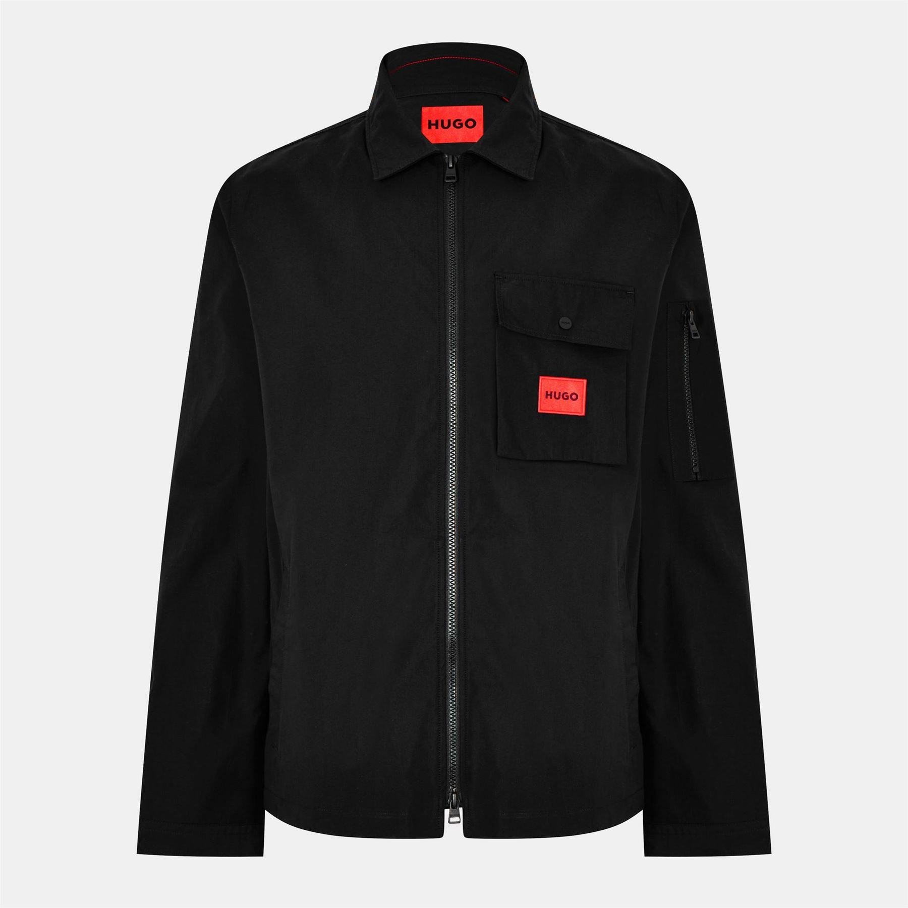 Hugo HUGO Emmond Cotton Long Sleeve Zip Overshirt   Contemporary Design with Logo Detail