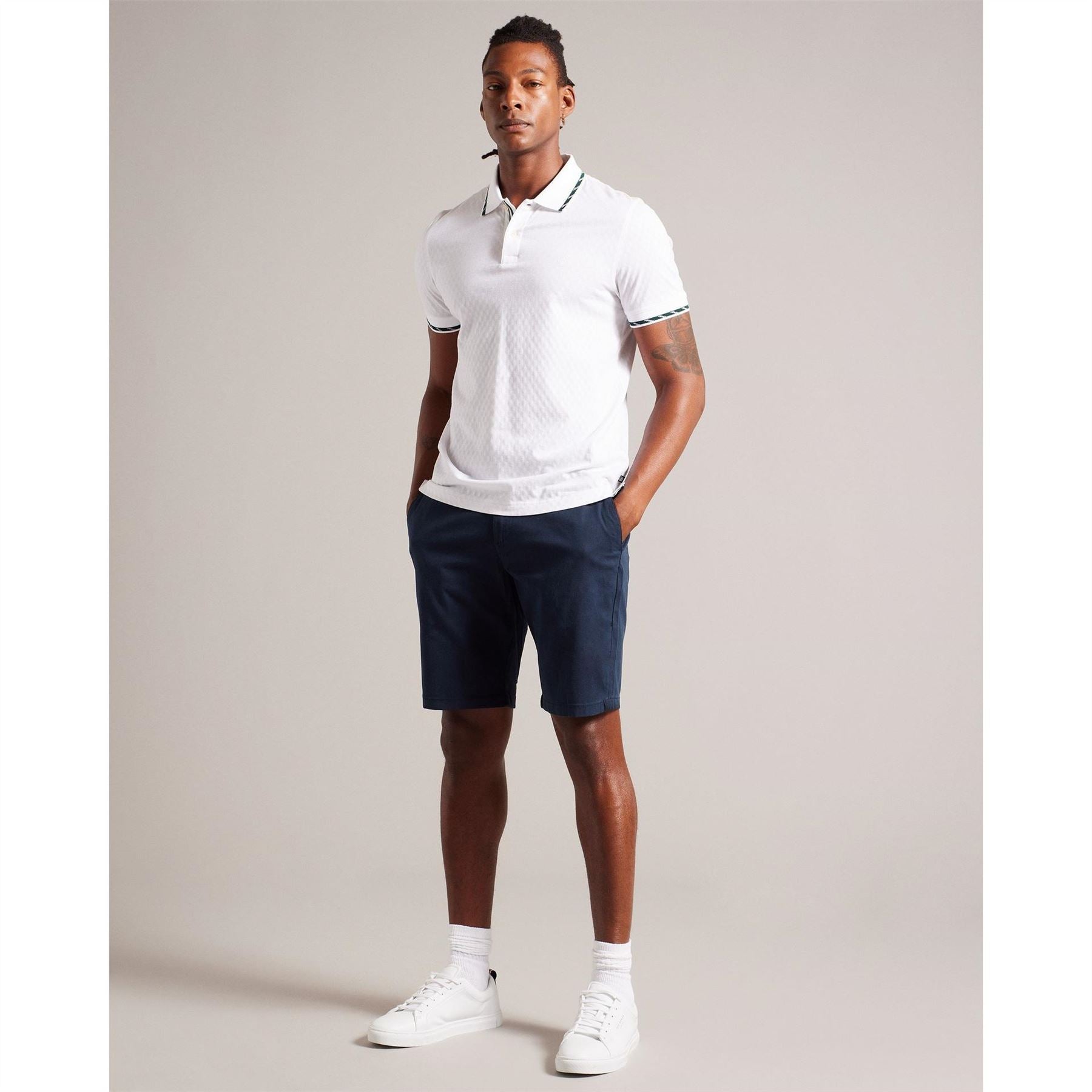 Ted Baker Solid Patterned Chino Shorts