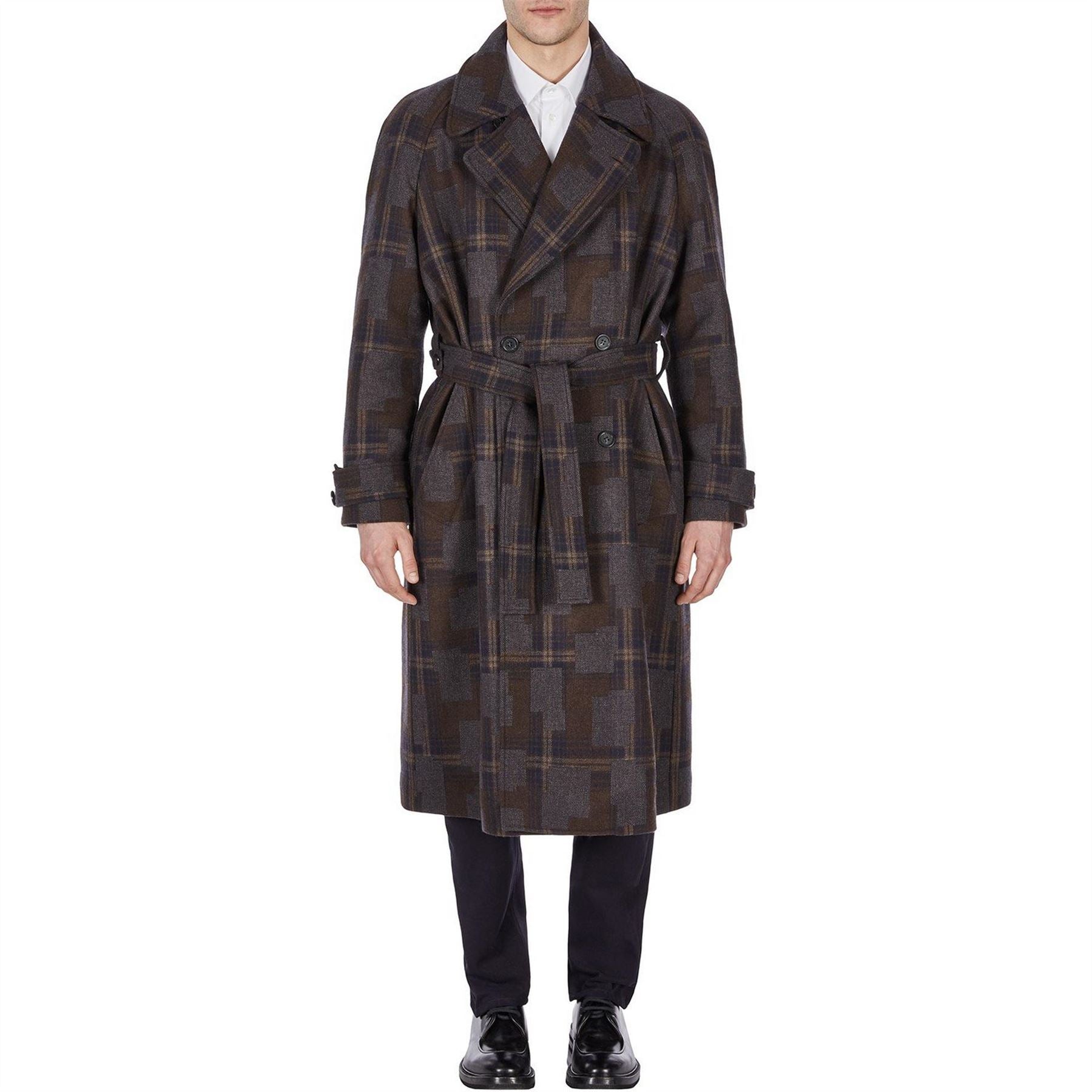 Emporio Armani Patterned Belted Trench Coat