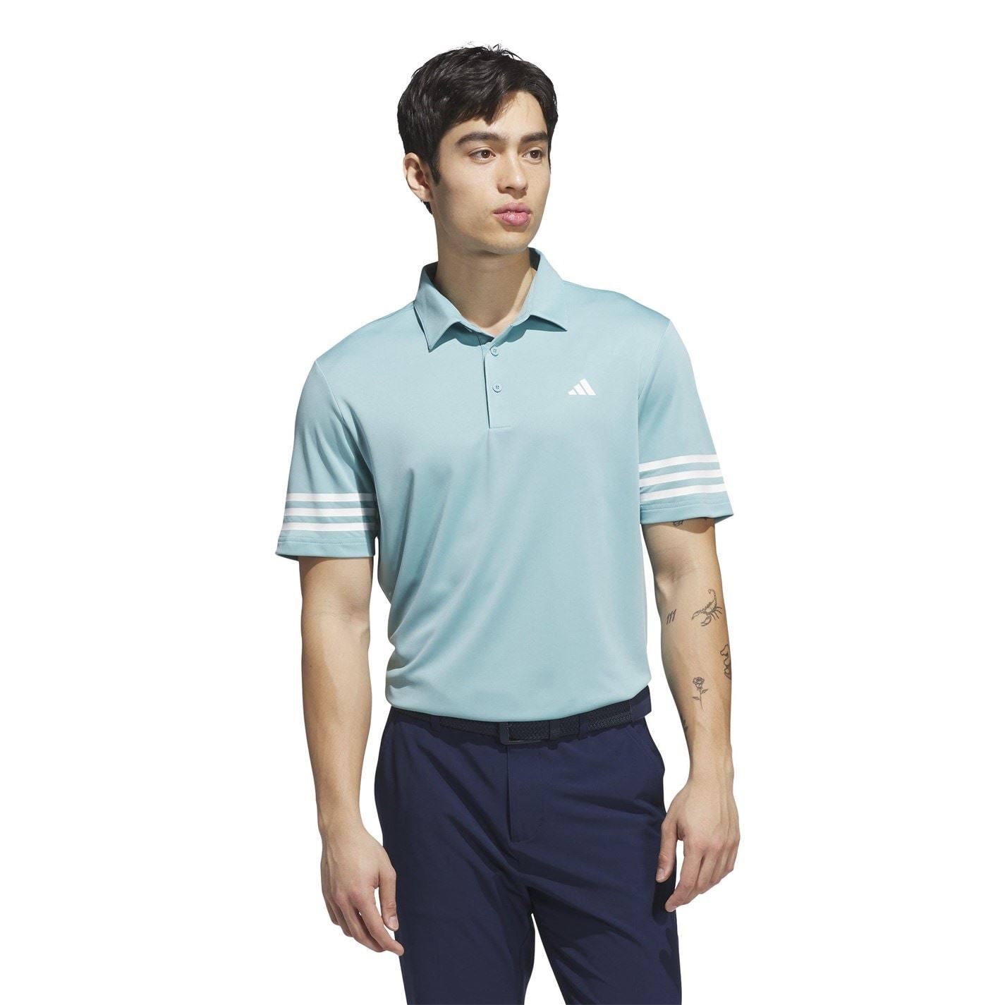 adidas Mens 3 Stripe Polo Shirt