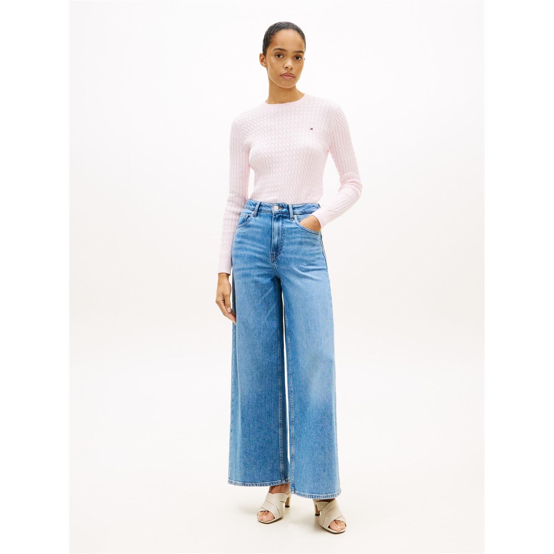 Tommy Hilfiger Cable Detail Crew Neck Long Sleeve Sweater