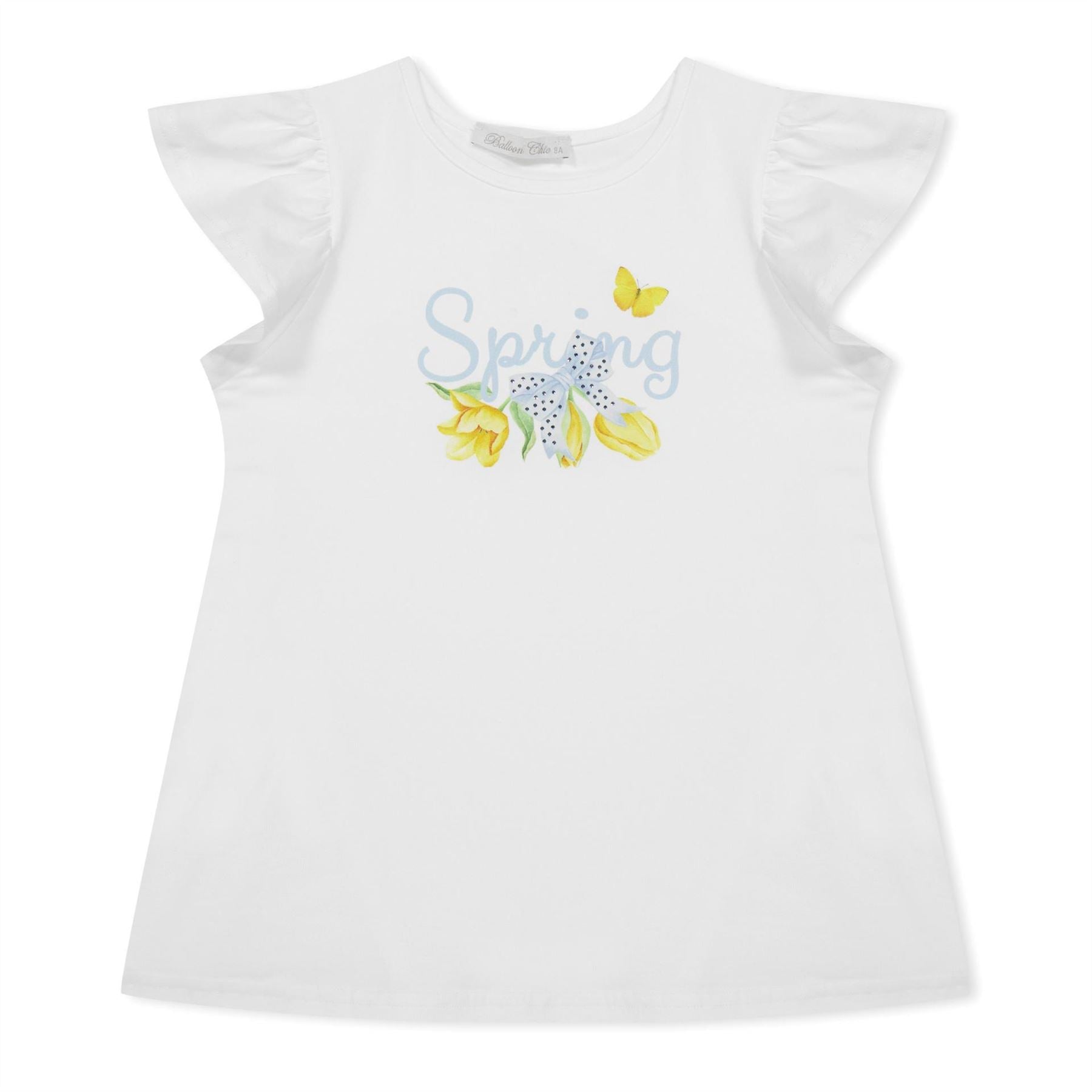 Balloon Chic Yellow Tulip Print Regular Fit T-Shirt