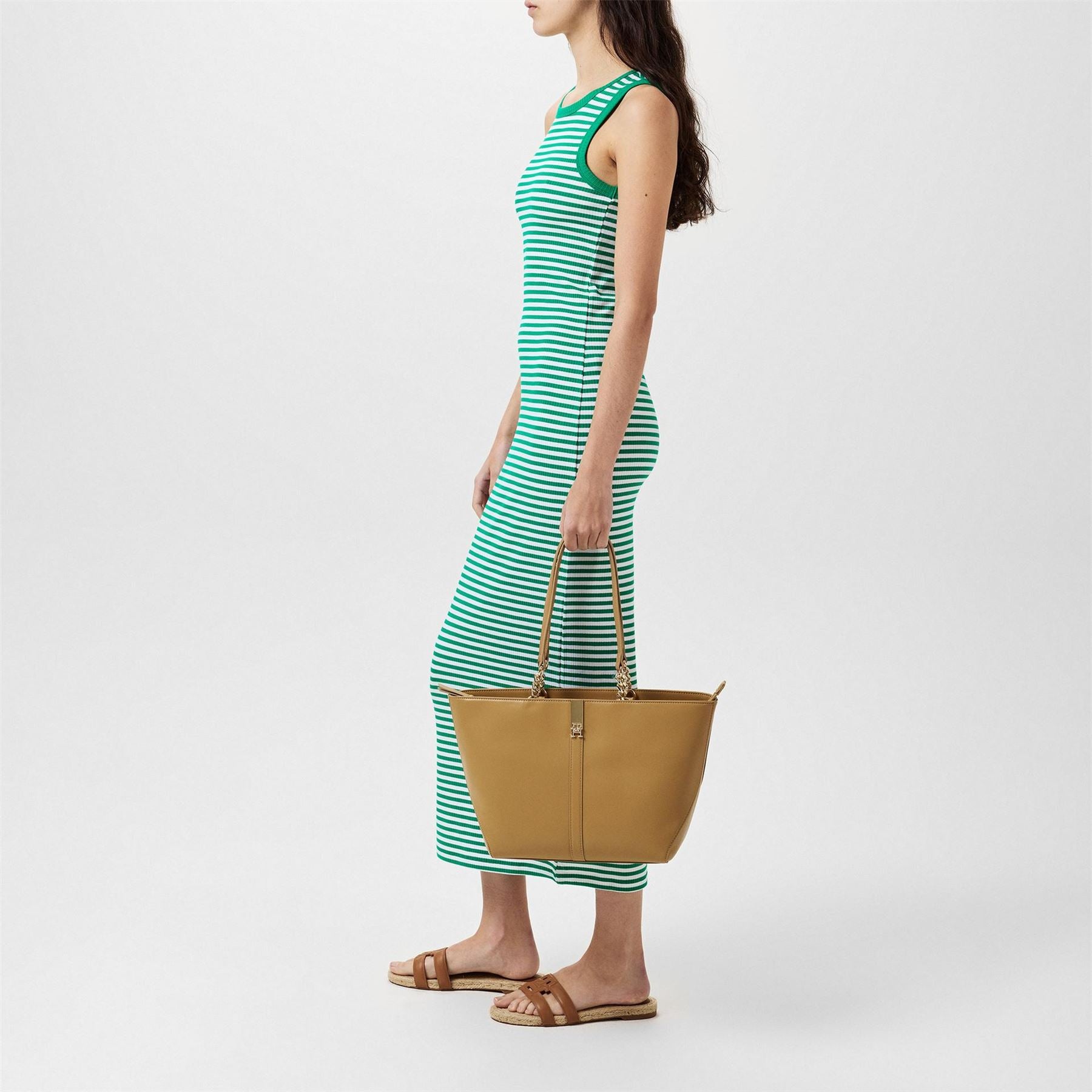 Tommy Hilfiger Ribbed Crew Neck Midi T-Shirt Dress