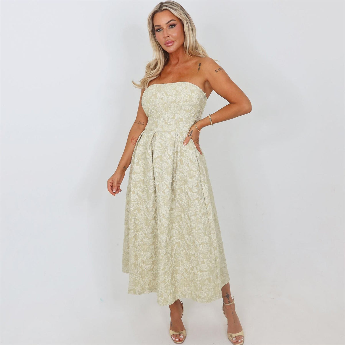 AX Paris Floral Jacquard Bandeau A Line Midi Dress