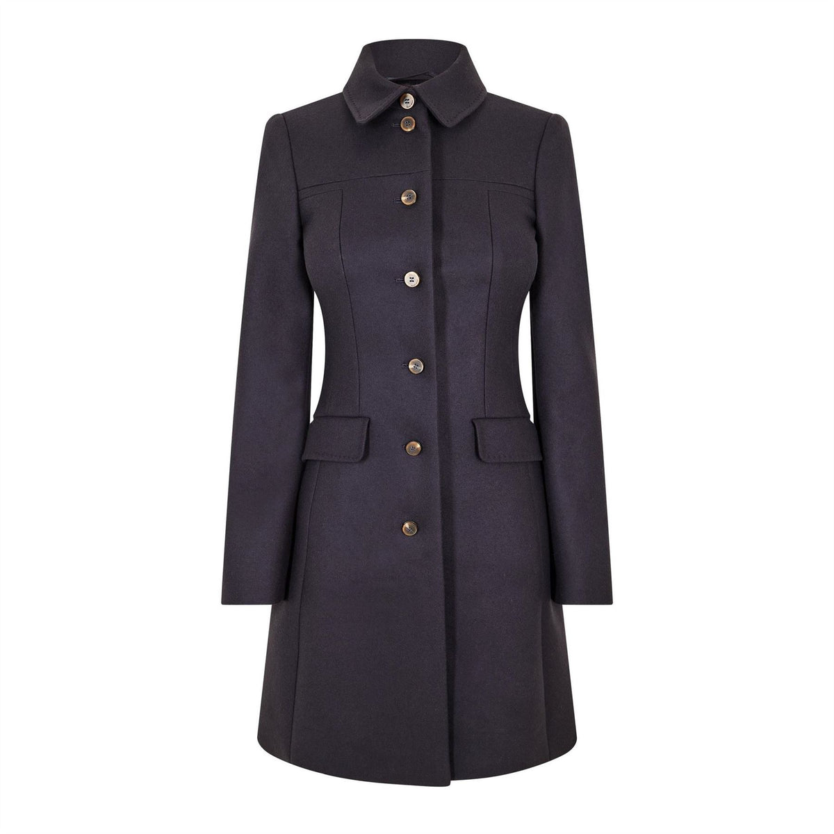 Boss Solid Patterned Overcoat with Flap Pocket