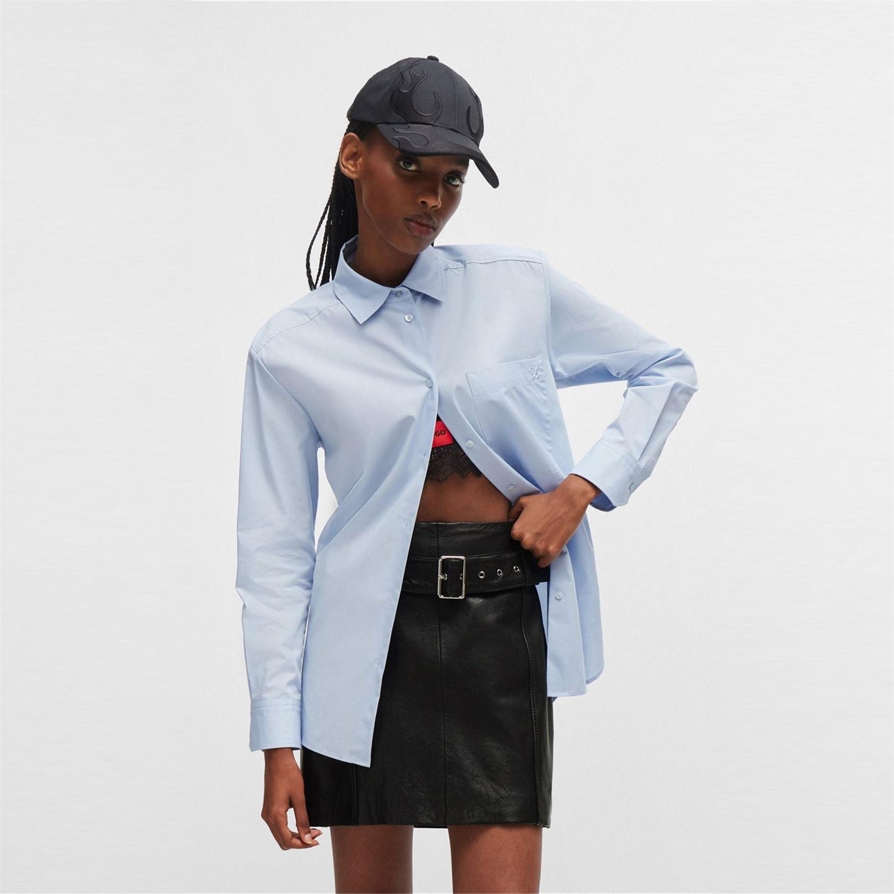 Hugo Oversize Long Sleeve Plain Shirt