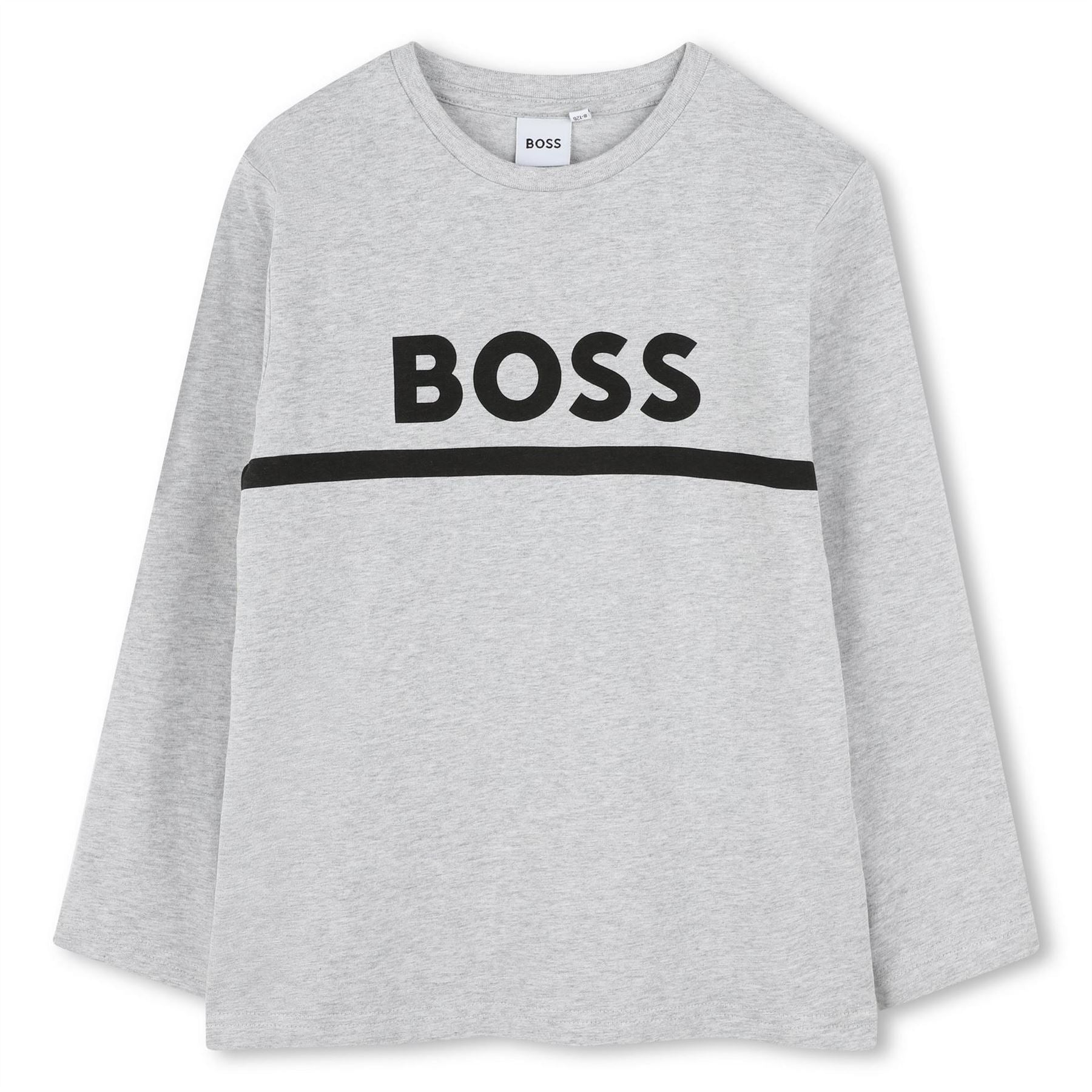 Boss Long Sleeve Large Logo Tee, Iconic Logo Print T-Shirt