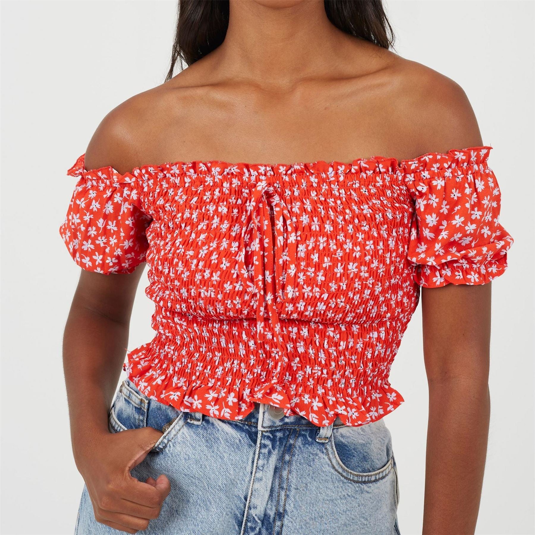 Brave Soul Off-the-Shoulder Puff Sleeve Peasant Blouse
