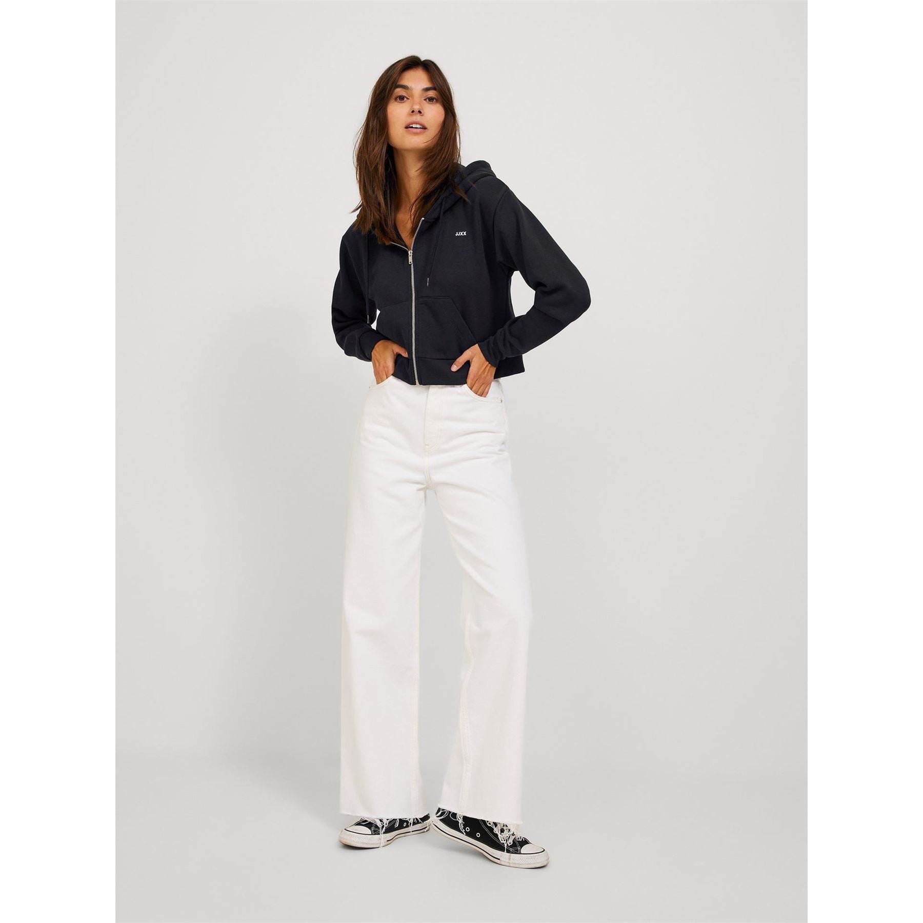 JJXX Abbie Long Sleeve Zipped Cropped Hoodie