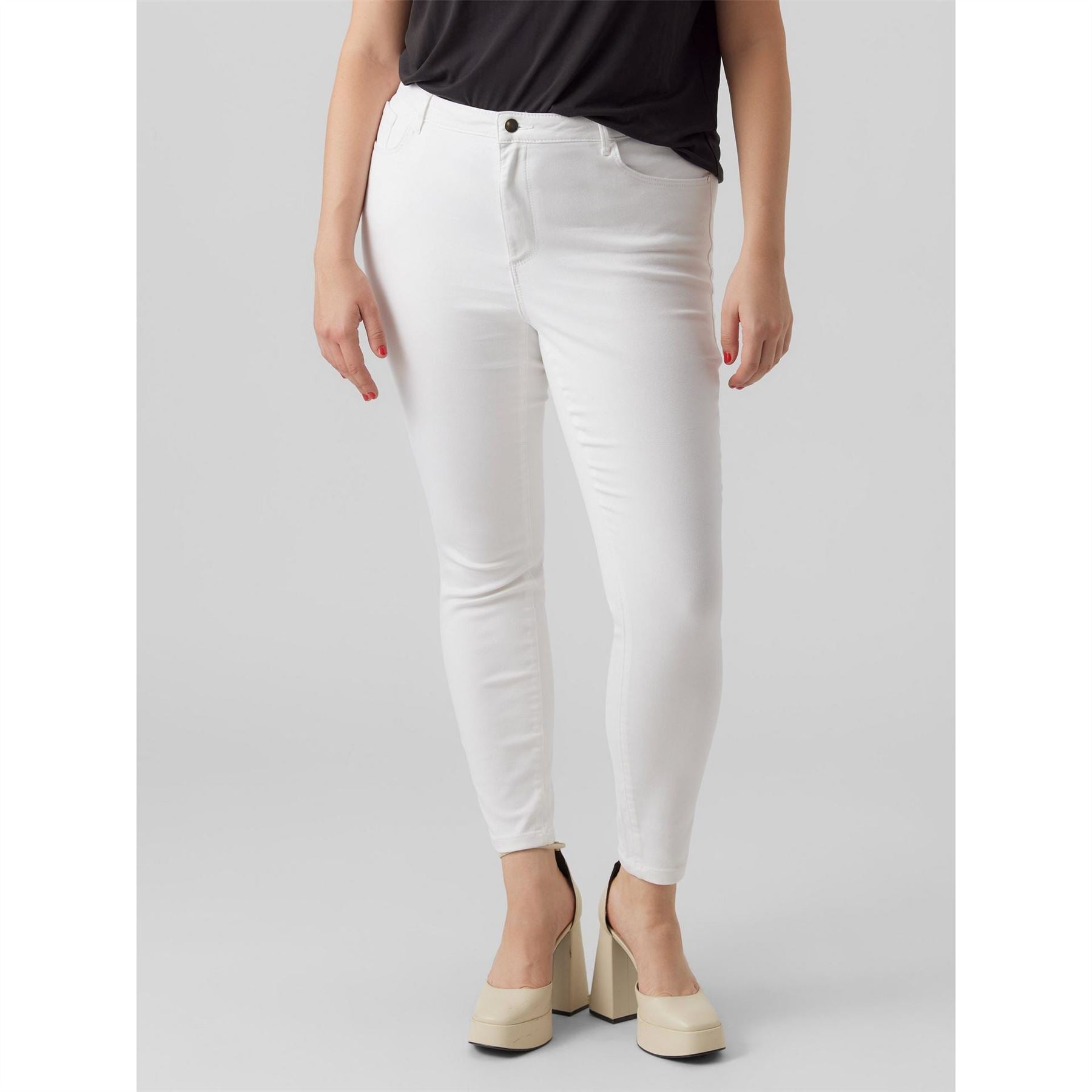 Vero Moda Curve Stretch Slash Knee High Waisted Denim Disco Skinny Jeans