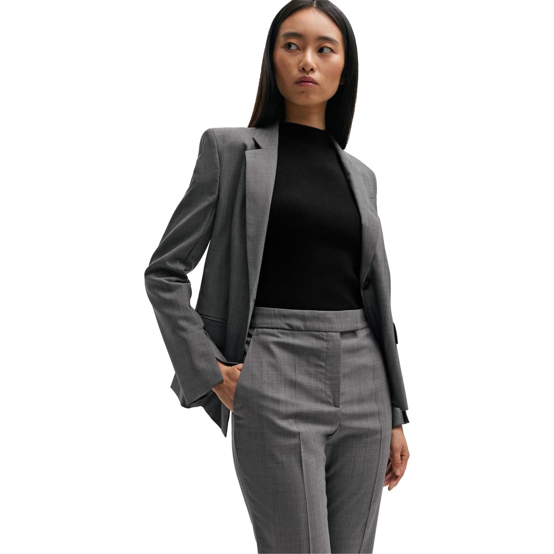 Boss Solid Patterned Slim Straight Trousers