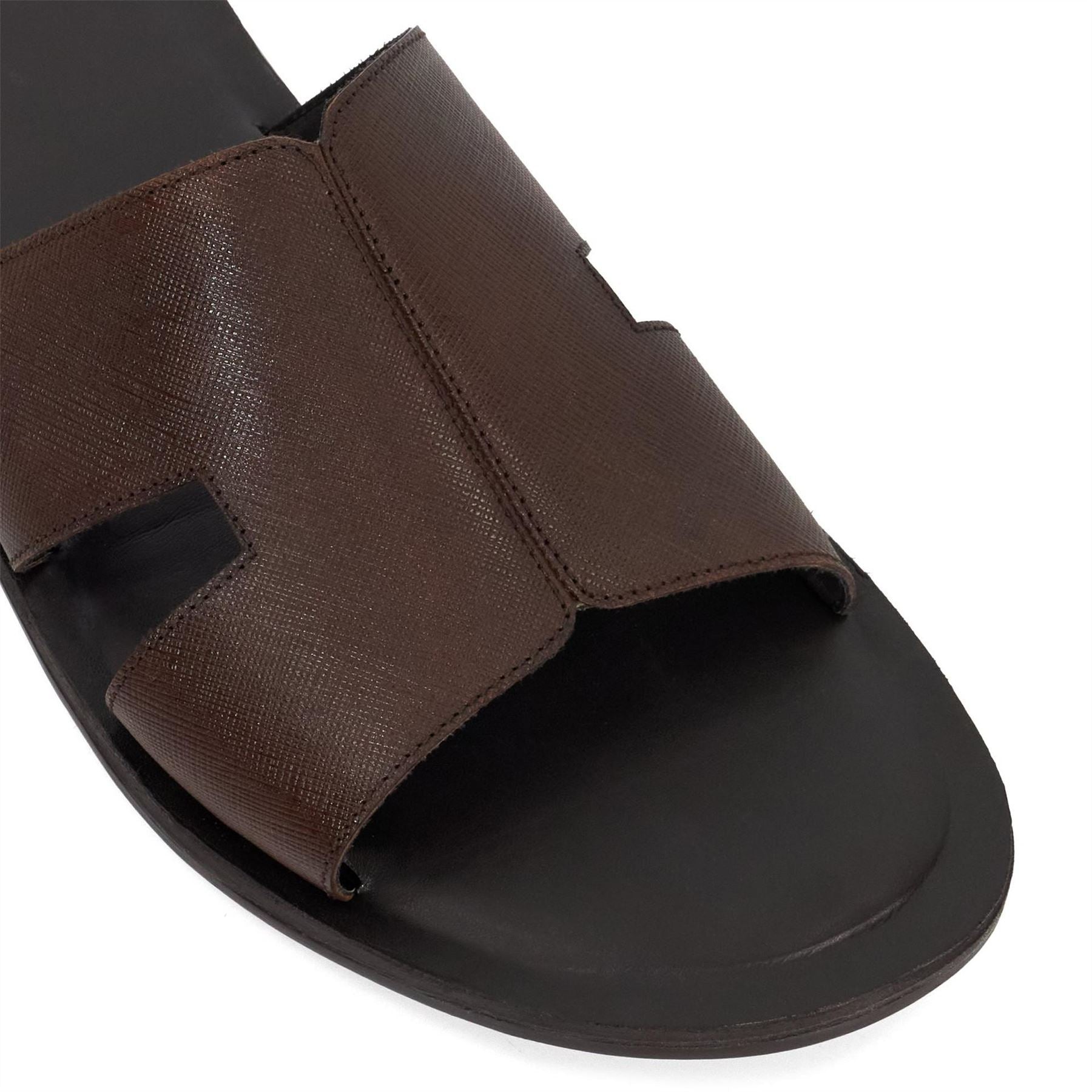 Dune London Leather Open Toe Flat Heel Slides