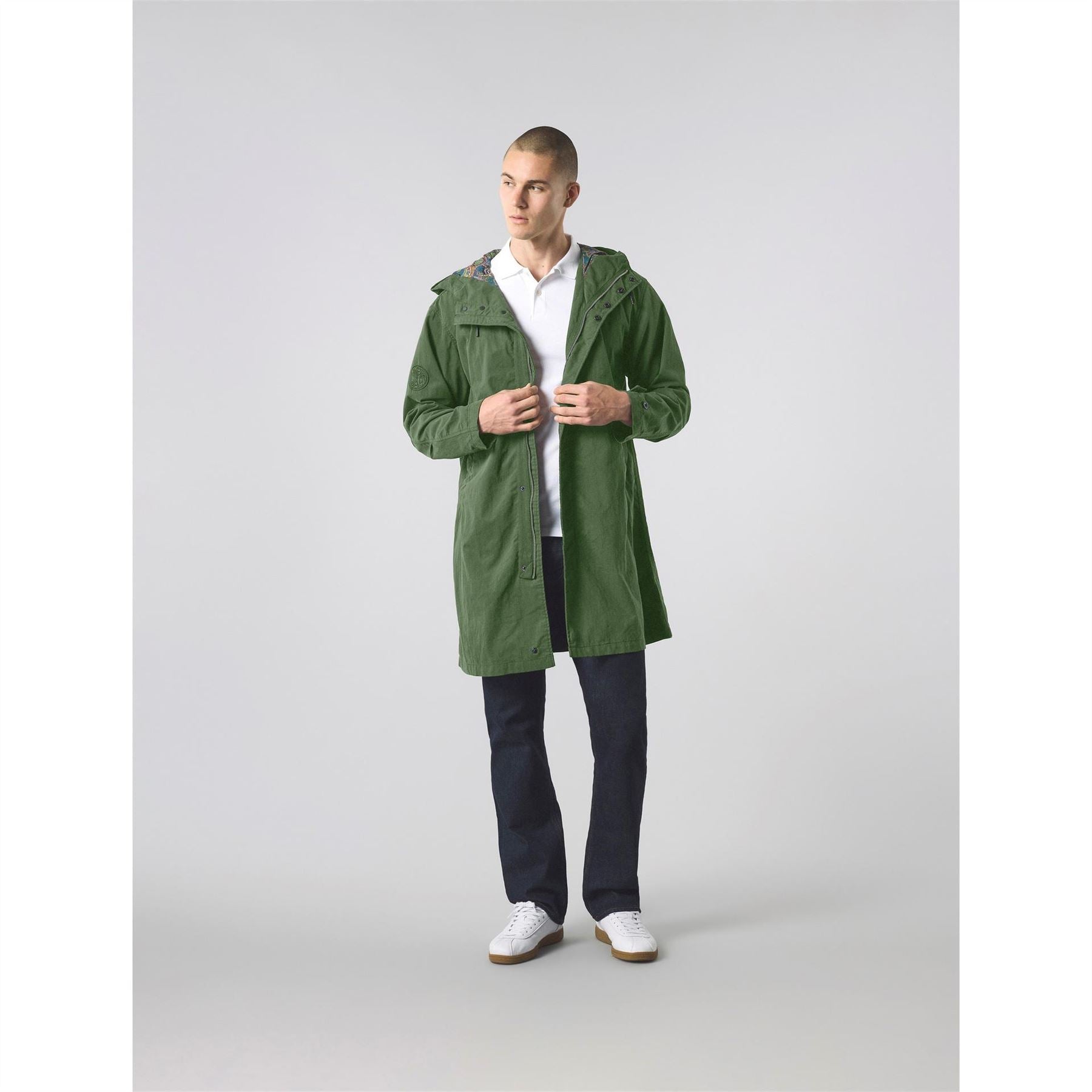 Pretty Green Feltham Hooded Solid Patterned Parka Coat
