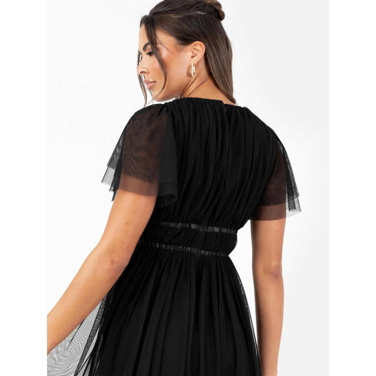 Anaya With Love With Love Recycled Black Ribbon Detail Midi Dress