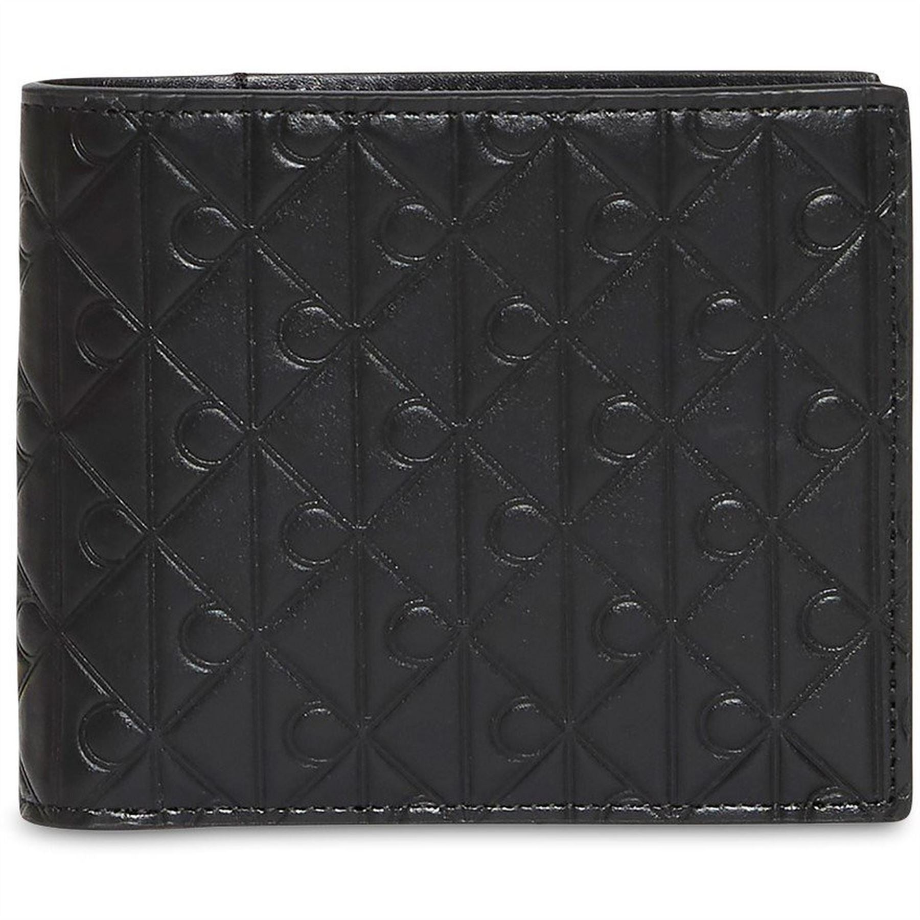 Calvin Klein Embossed Emblem Leather Coin Pocket Billfold Wallet