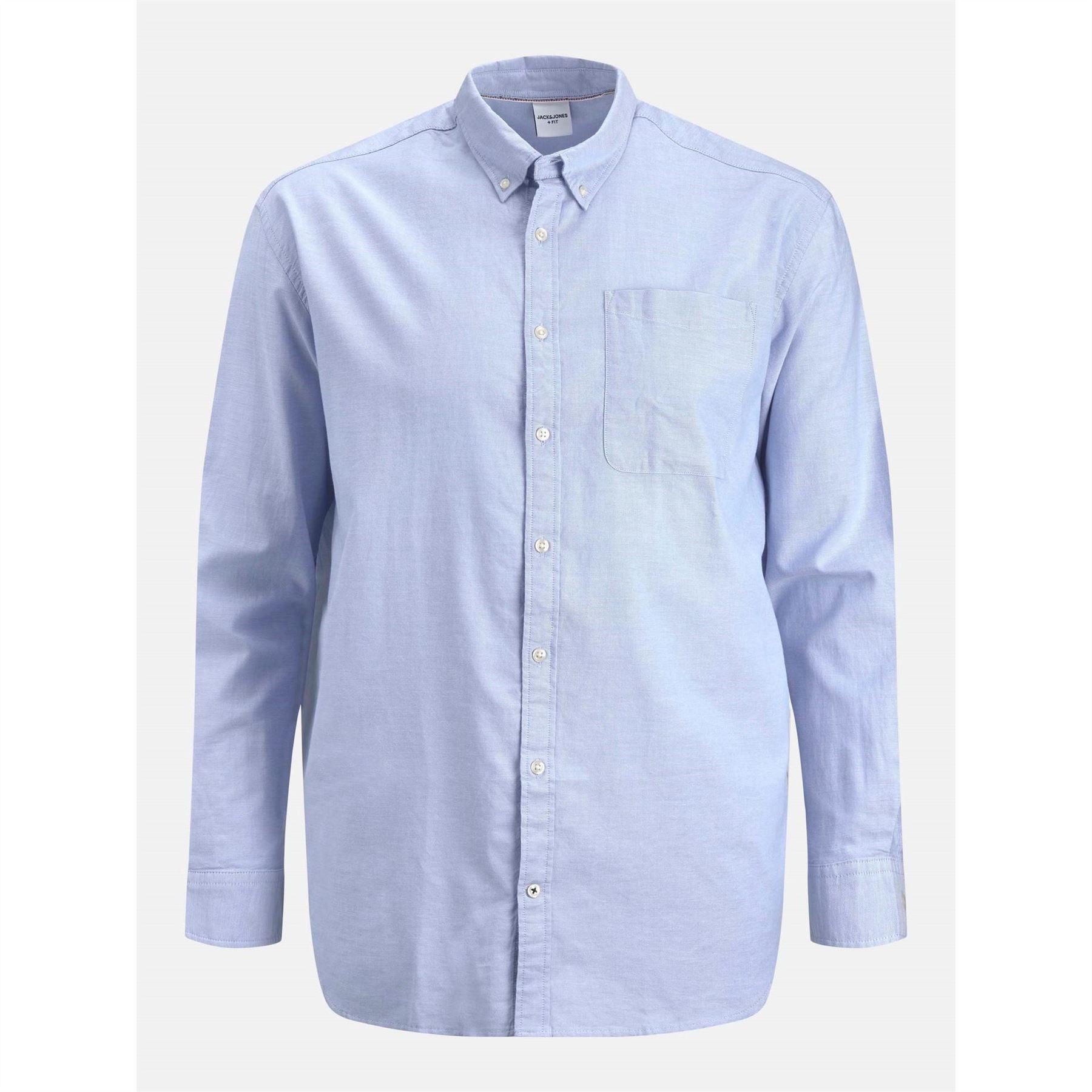 Jack and Jones Oxford Chest Pocket Collared Long Sleeve Cuban Shirt