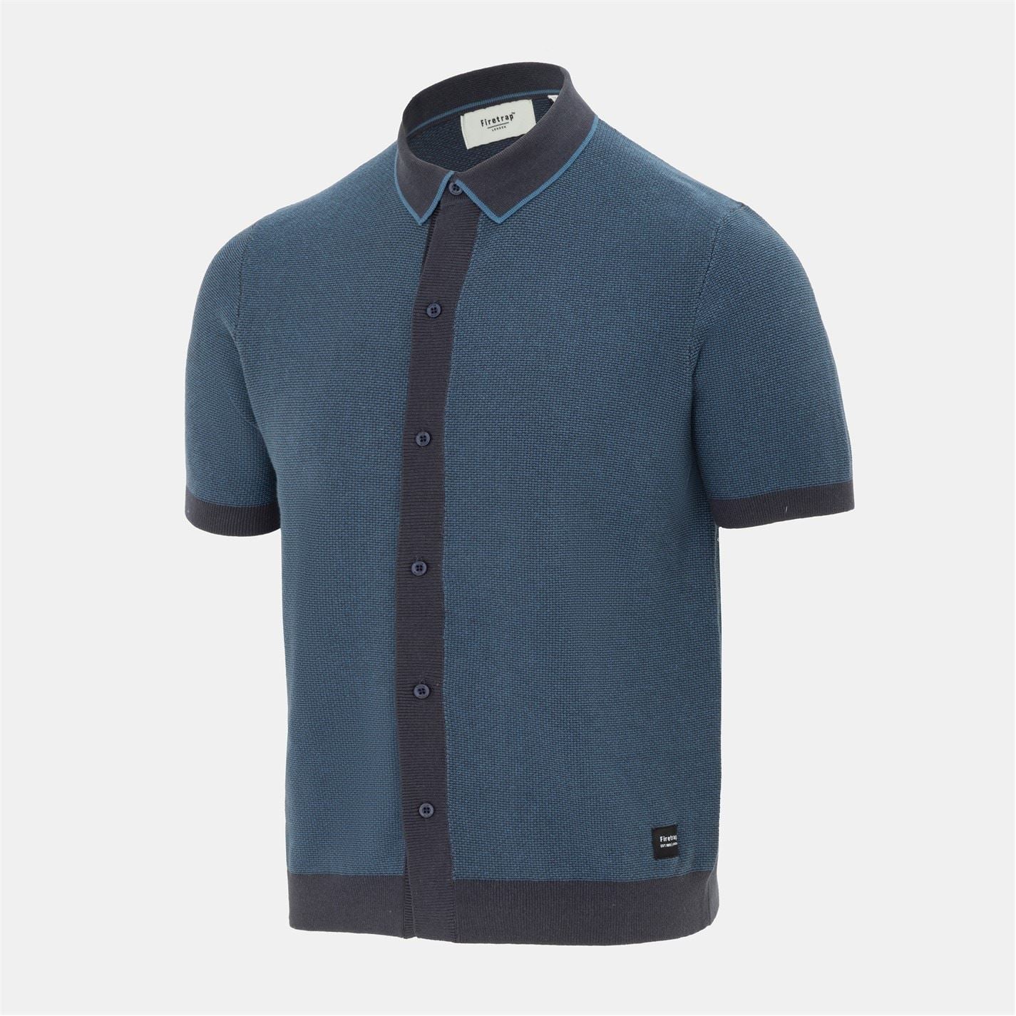 Firetrap Short Sleeve Knit Polo Shirts Cardigan