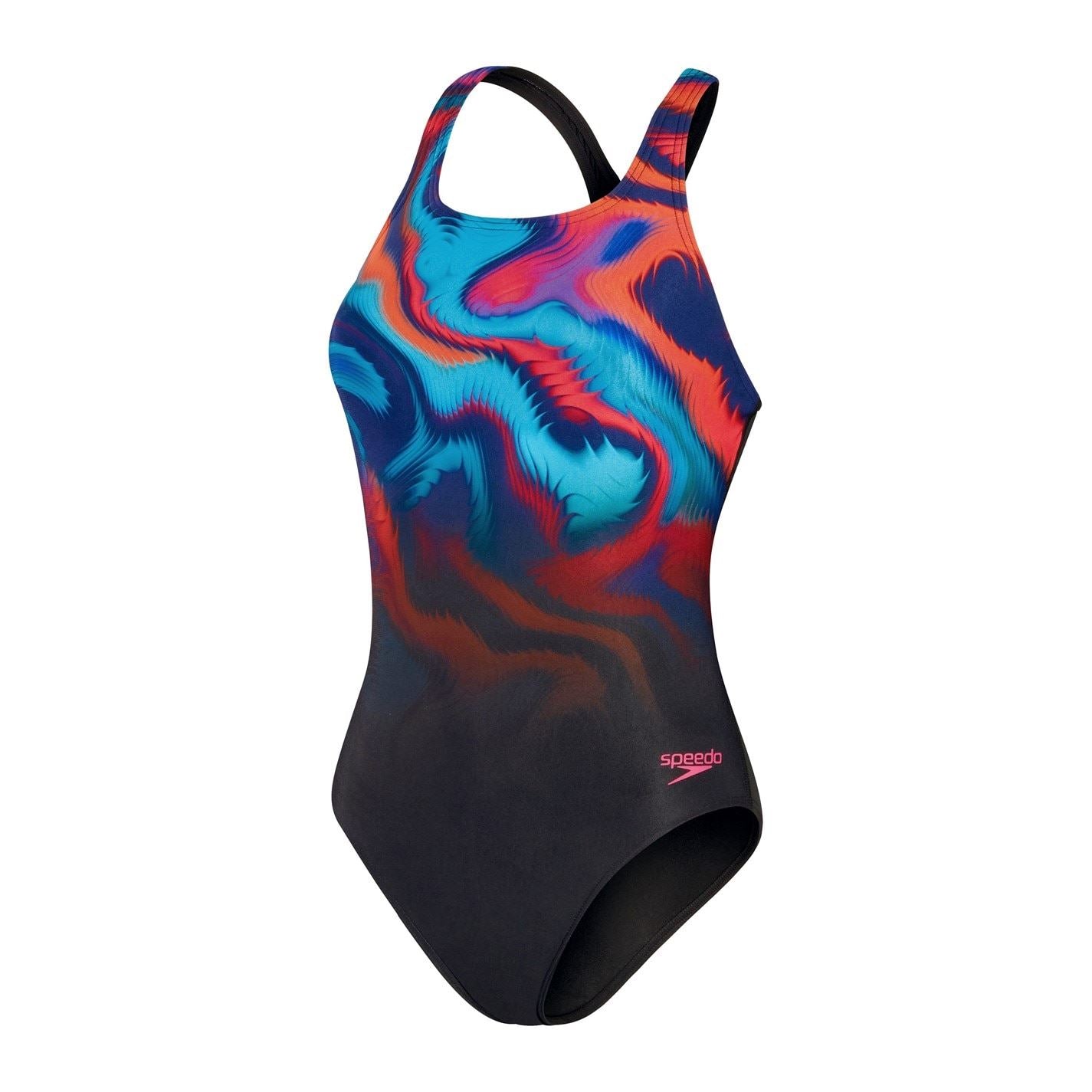 Speedo Abstract Patterned Cross Back One-Piece Swimsuit