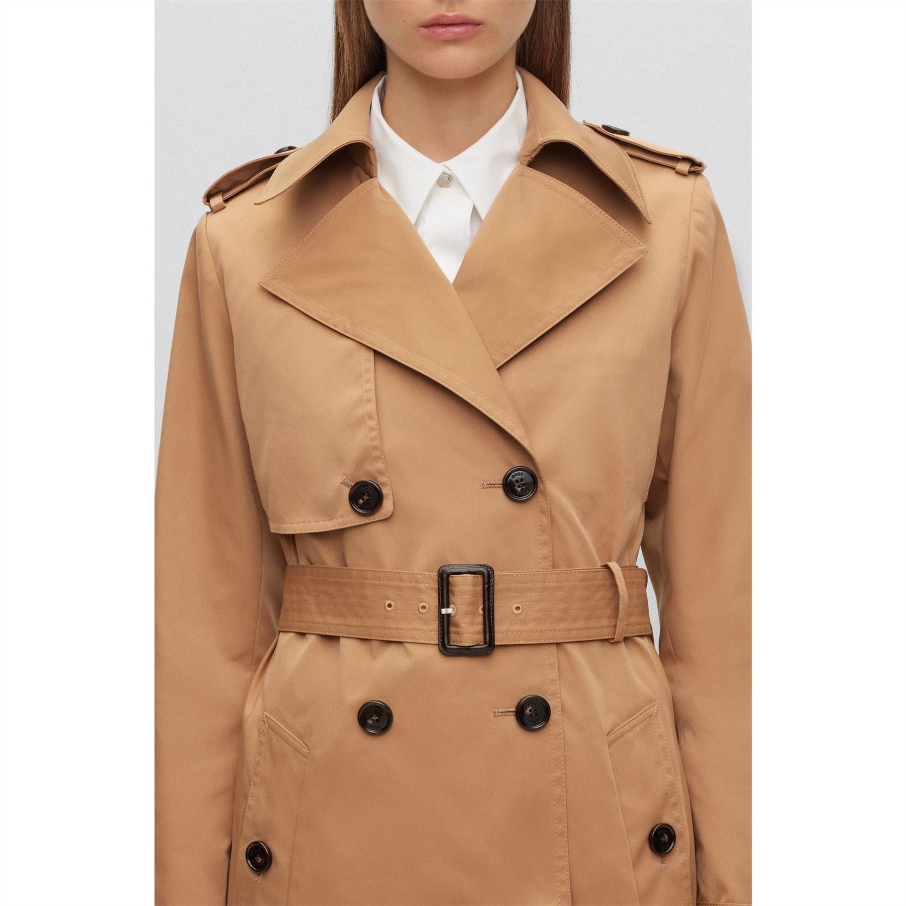 Boss Conry Double Breasted Long Sleeve Trench Coat