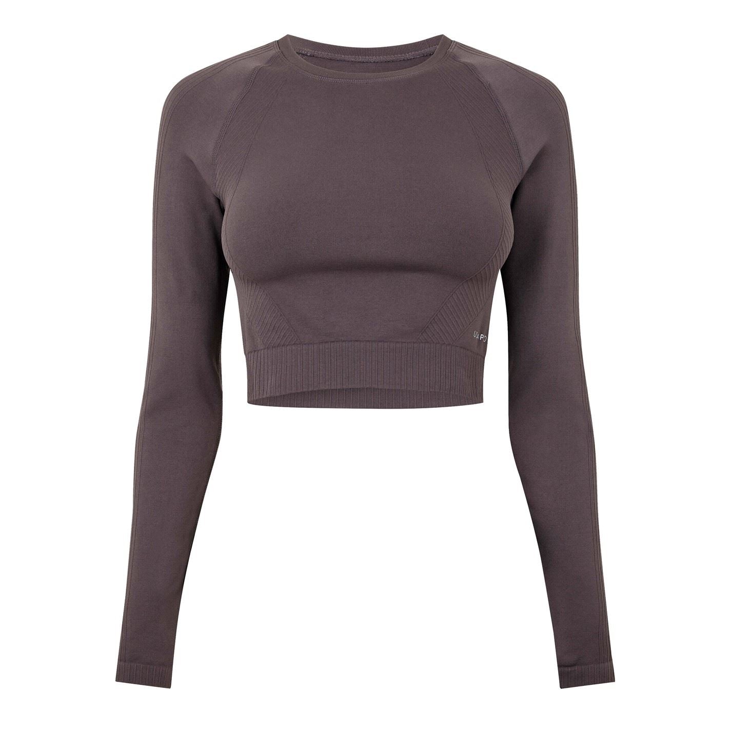 USA Pro Womens Long Sleeve Seamless Crop Top