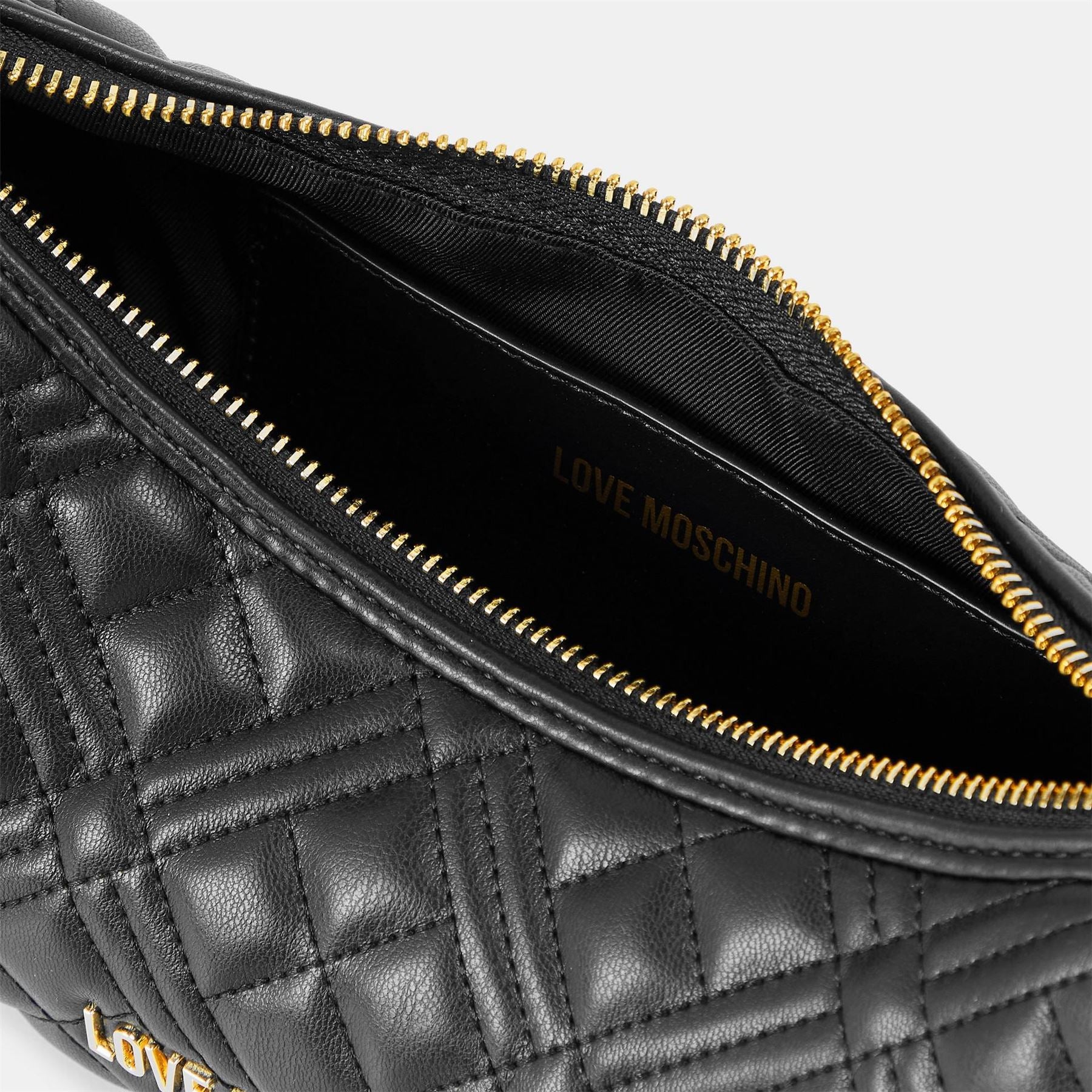 Love Moschino Superq Shoulder Geometric Patterned Crescent Baguette Bag