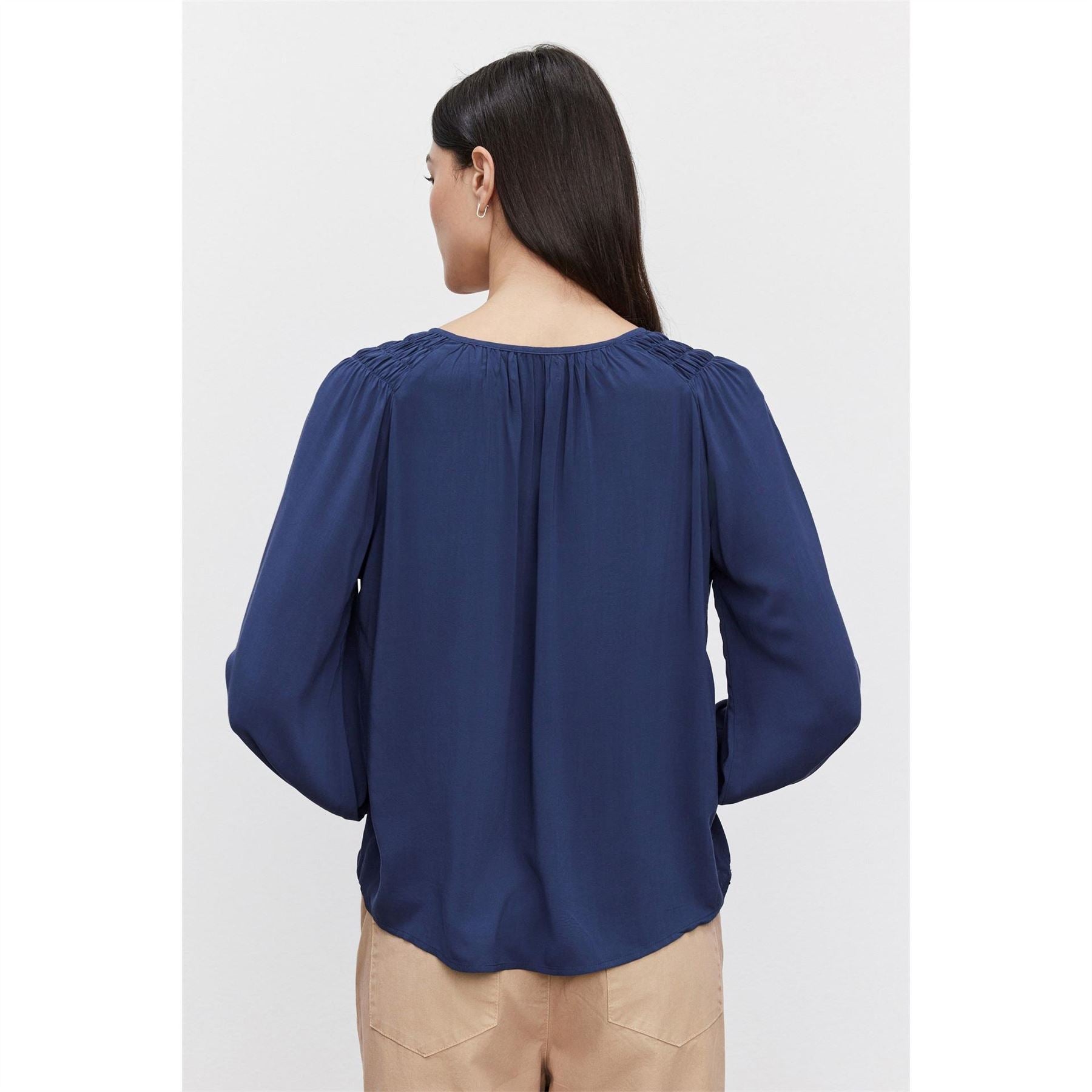 Velvet by Graham and Spencer Regular Fit V-Neck Bishop Sleeve Blouse