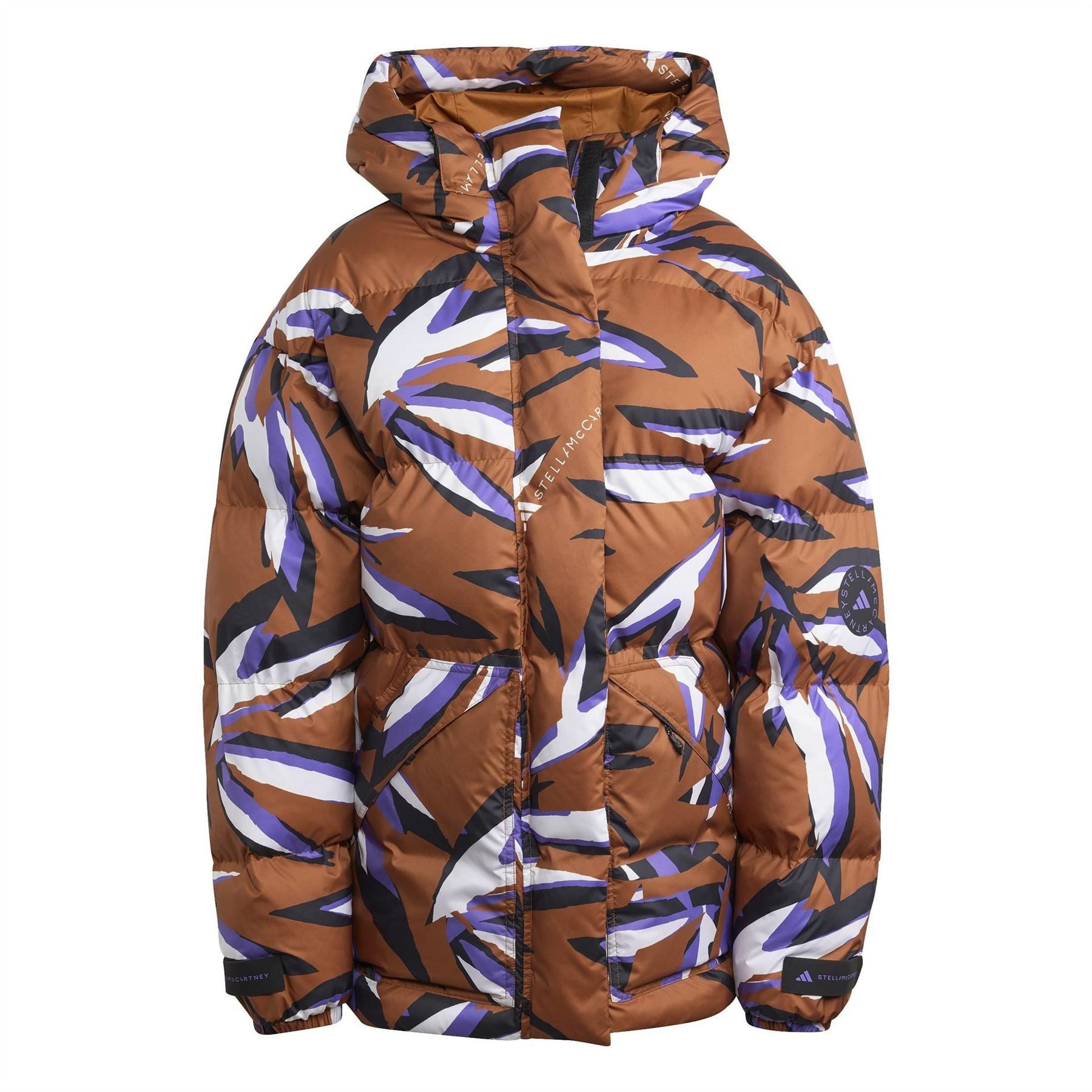 adidas by Stella McCartney Mid Length Padded Funnel Neck Long Sleeve Puffer Jacket