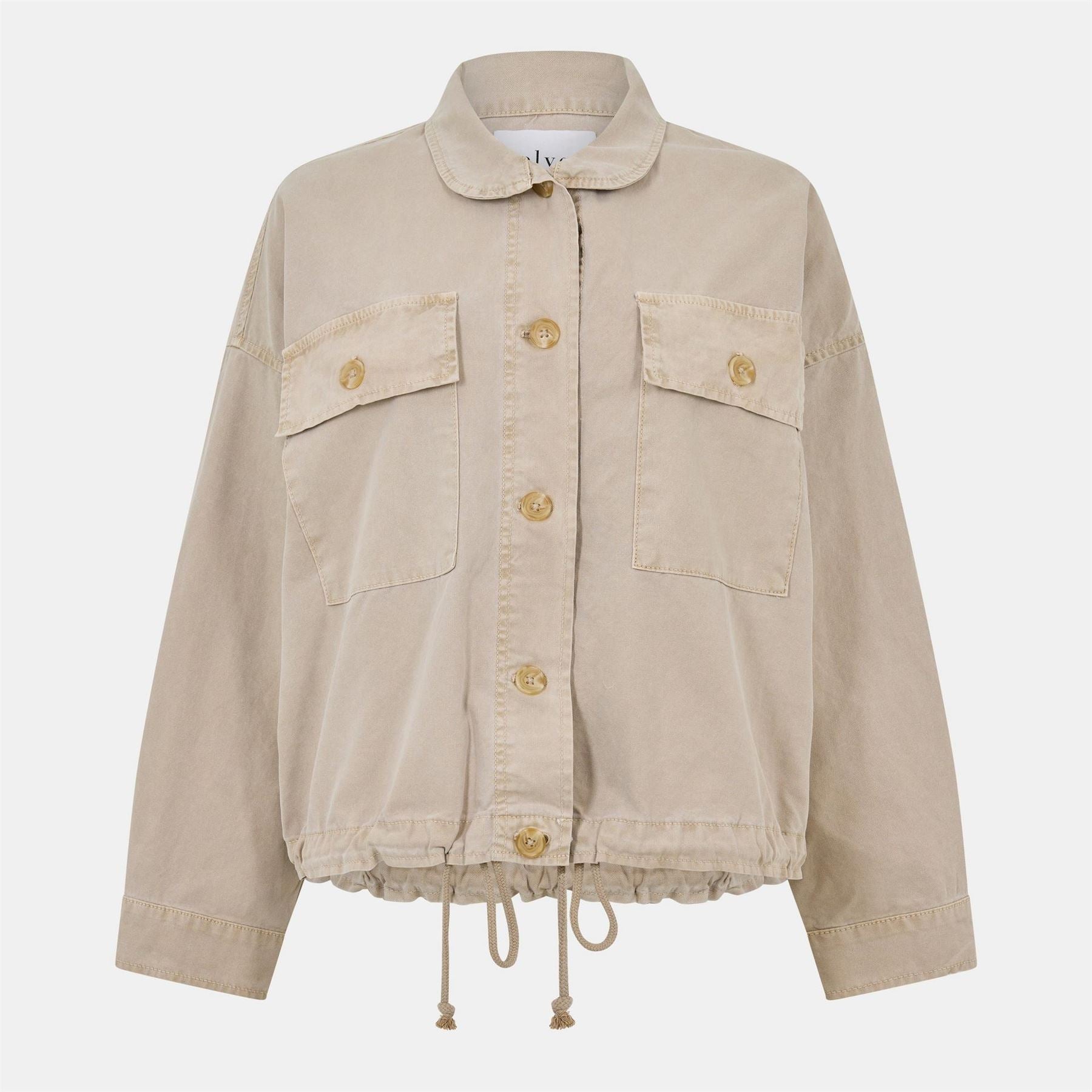 Velvet by Graham and Spencer Double Chest Pocket Drawstring Cotton Canvas Jacket