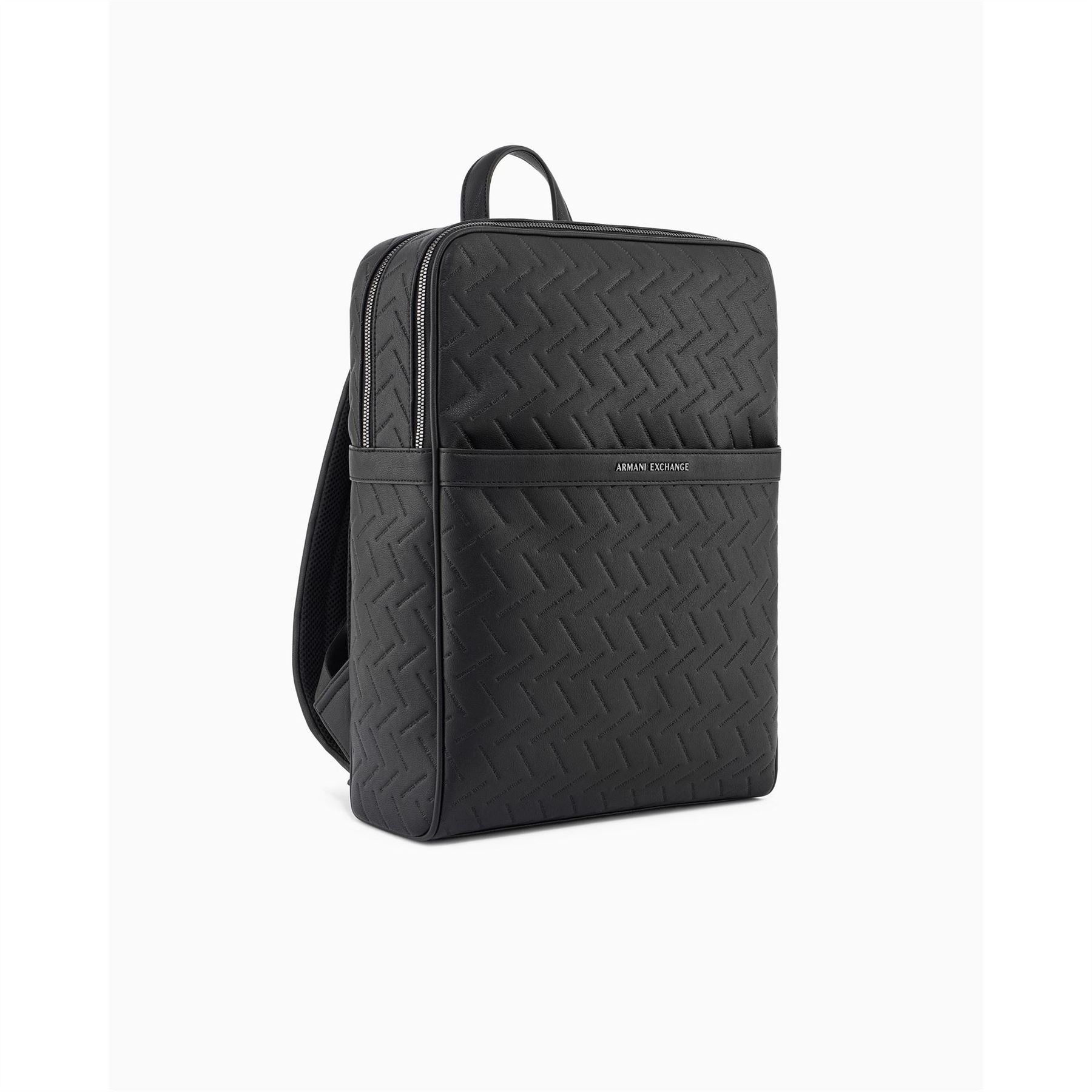 Armani Exchange All Over Logo Faux Leather Backpack