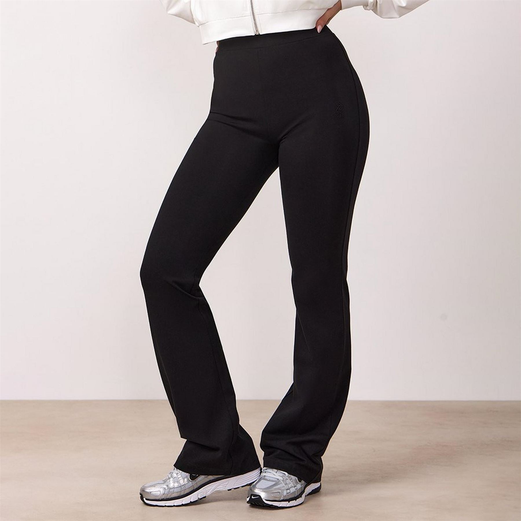 Gym King King Victory Cotton Jersey Flared Legging   Black