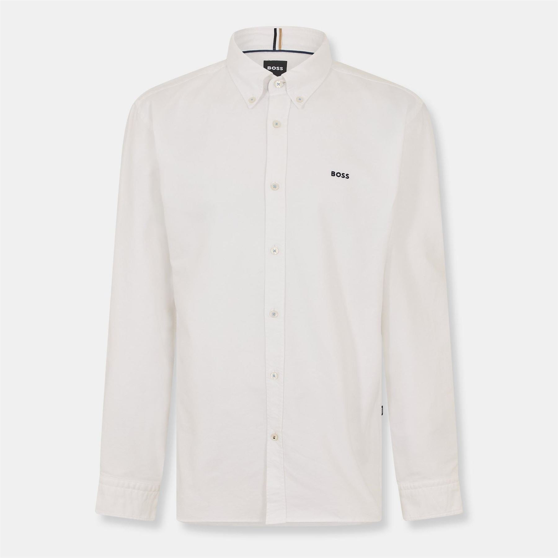 Boss Embroidered Collared Neck Button Down Long Sleeve Shirt