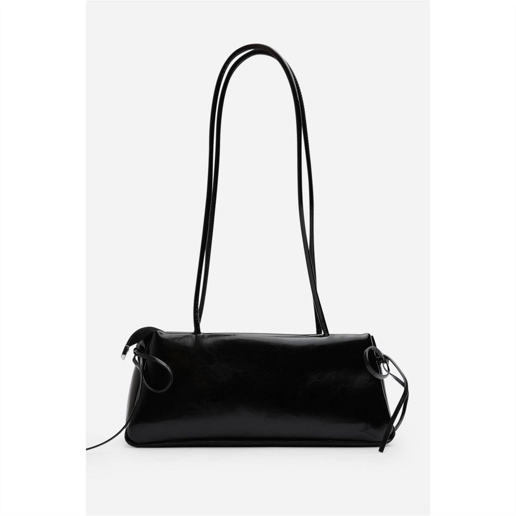 Wheres That From Black Patent Handheld Shoulder Bag