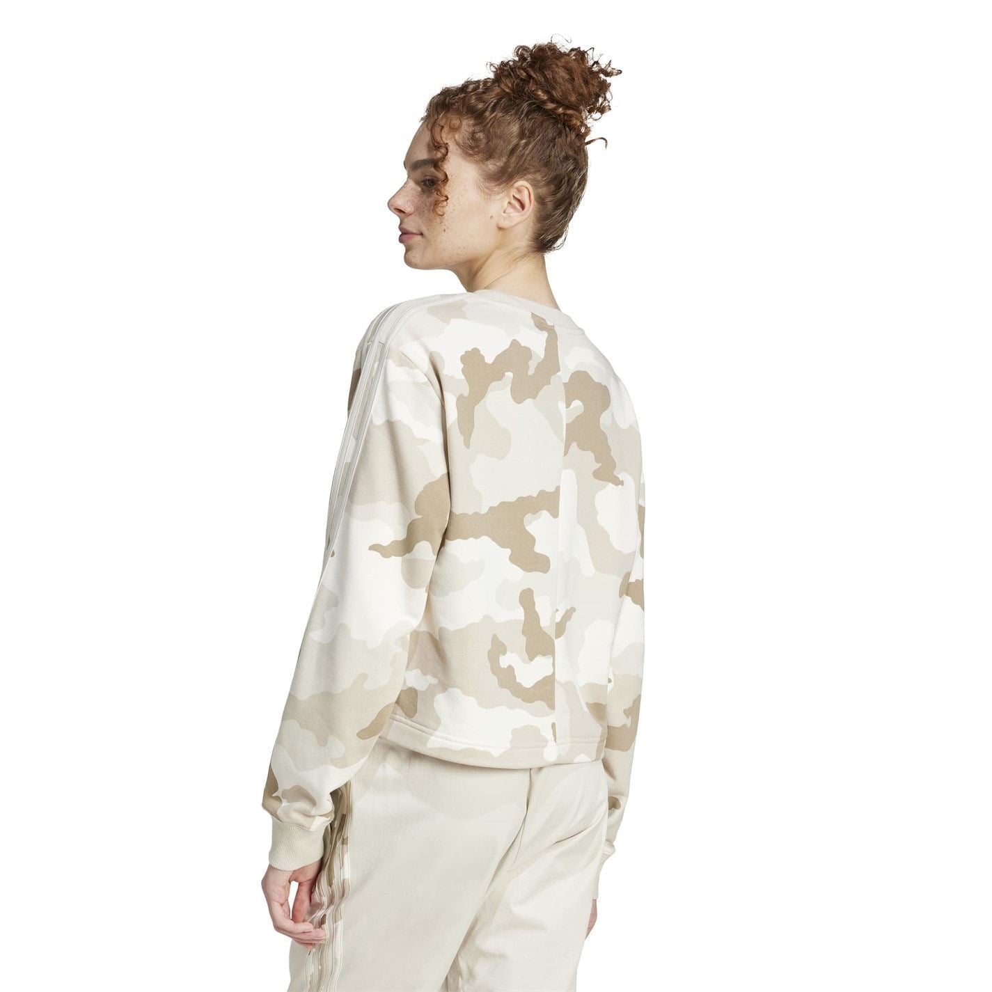 adidas Womens Essentials 3 Stripes Camo Print Cropped Sweatshirt