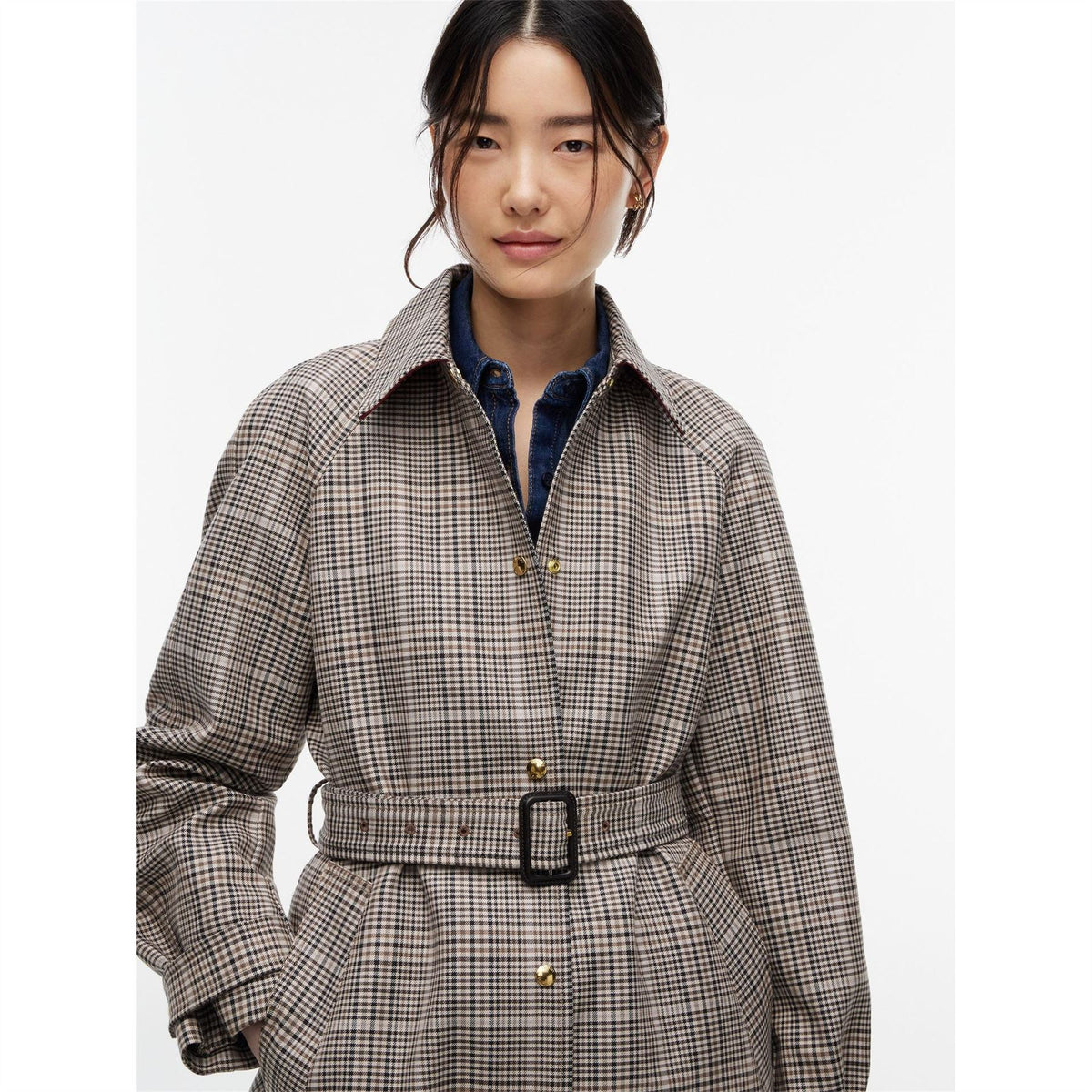 Tommy Hilfiger Check Cotton Trench Coat