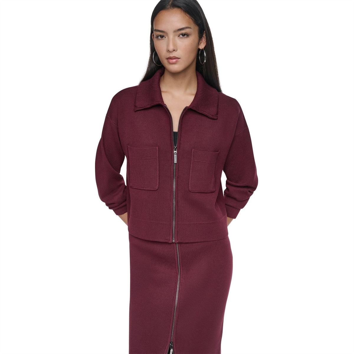DKNY FulL-Zip Knit Jacket Ld64