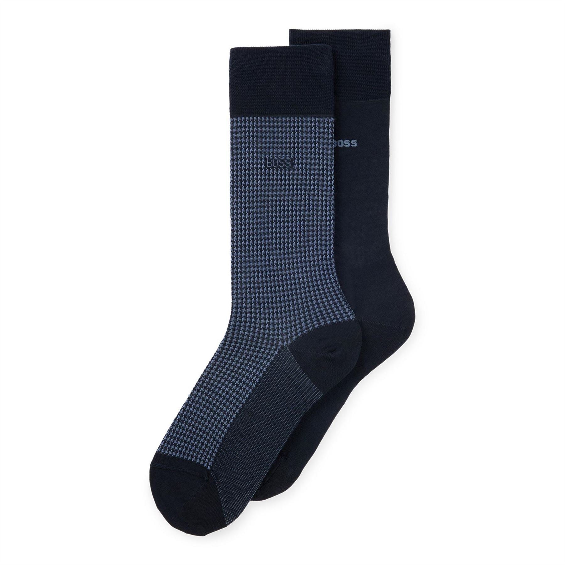 Boss Houndstooth Crew Socks 2 Pack
