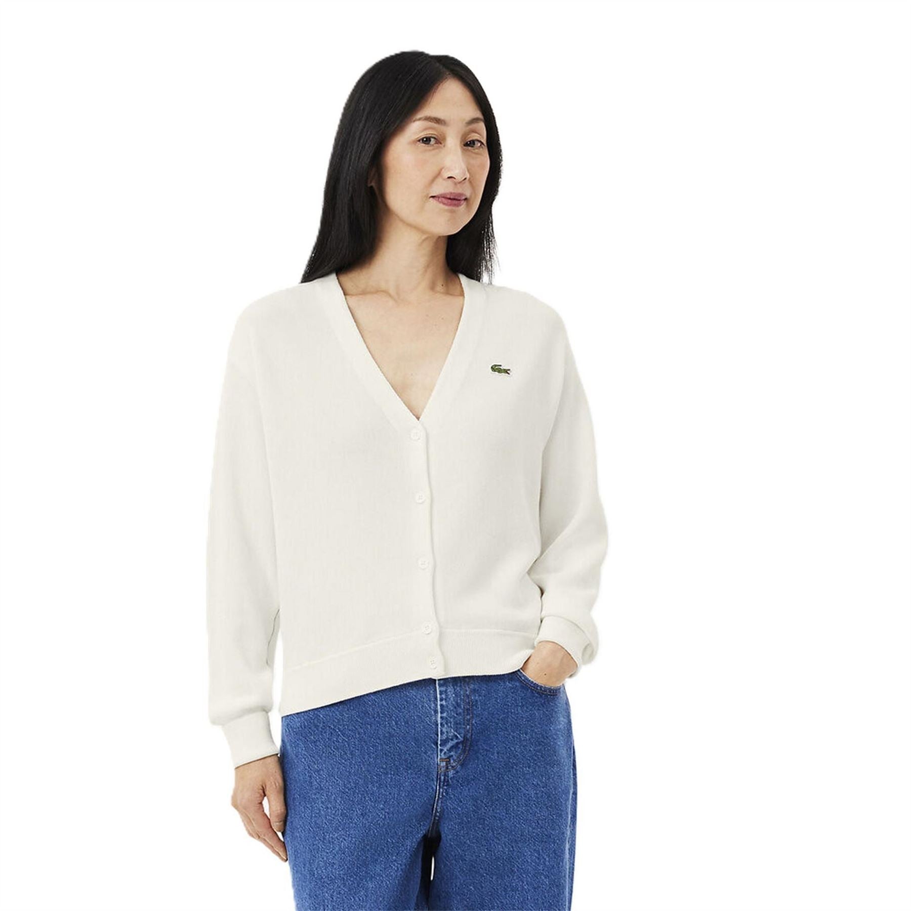 Lacoste V-Neck Relaxed Fit Long Sleeve Sweater