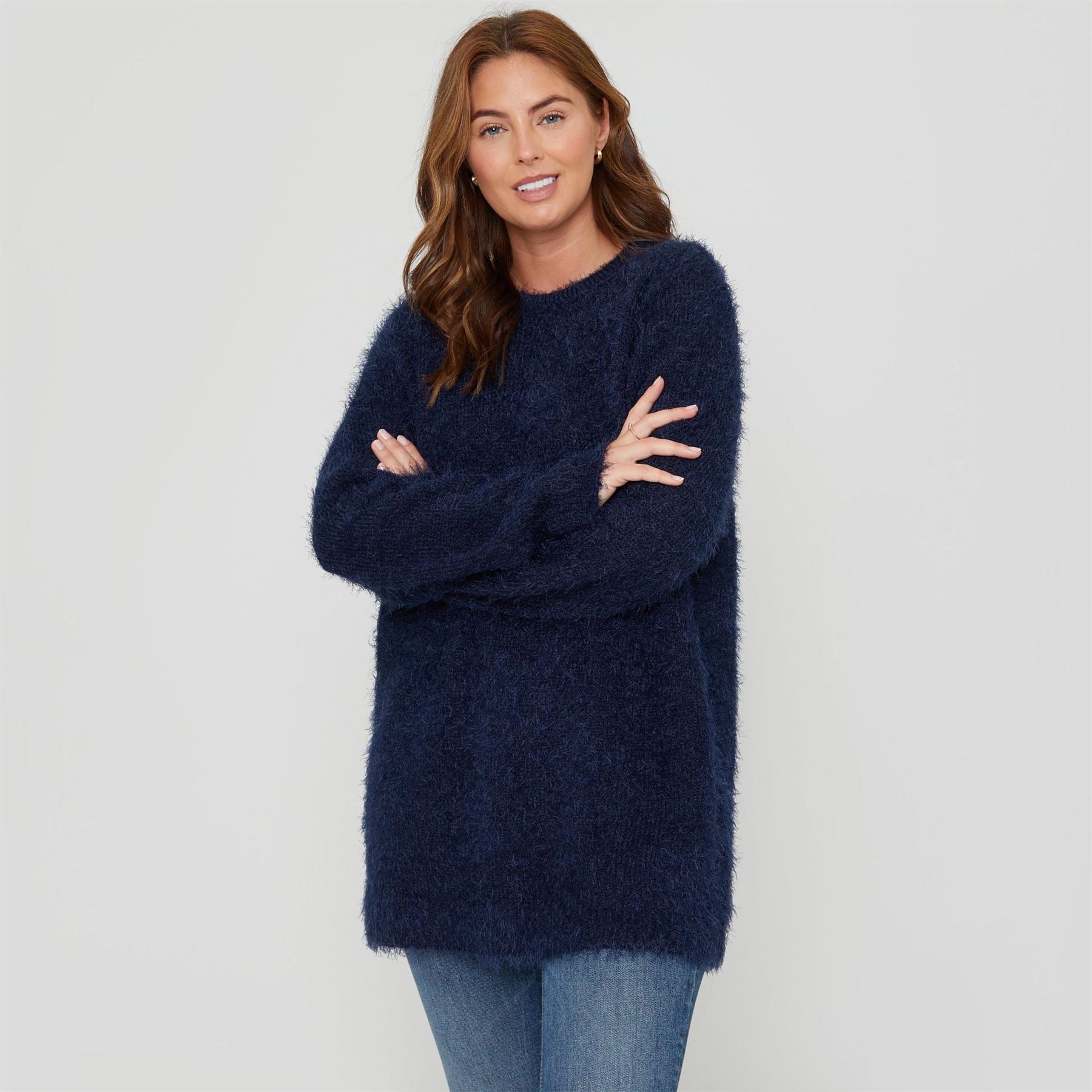 Be You Fluffy Relaxed Fit Crew Neck Sweater