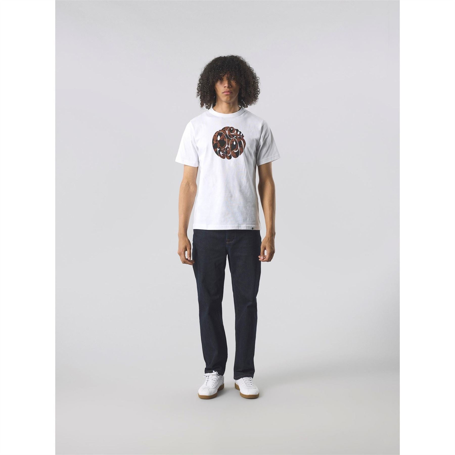 Pretty Green Brindle Logo Print Crew Neck Short Sleeve T-Shirt