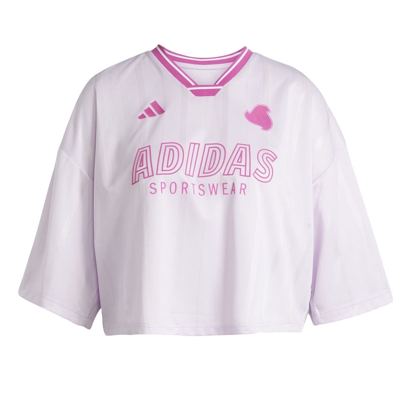 adidas Tiro Three Bar Logo Cropped Drop Shoulder Lettering Relaxed Fit T-Shirt