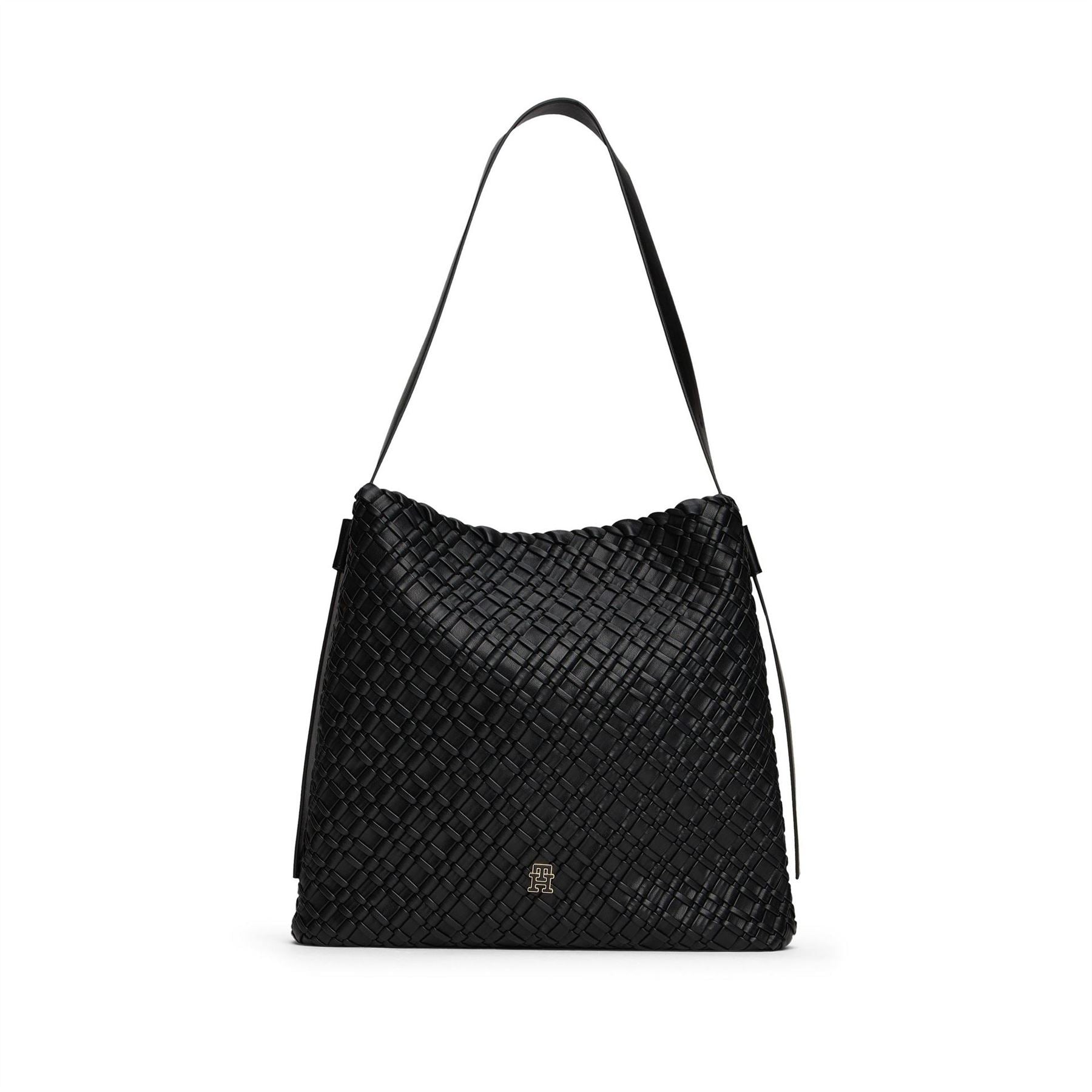 Tommy Hilfiger Woven Maxi Basket Weave Tote with Metal Branding