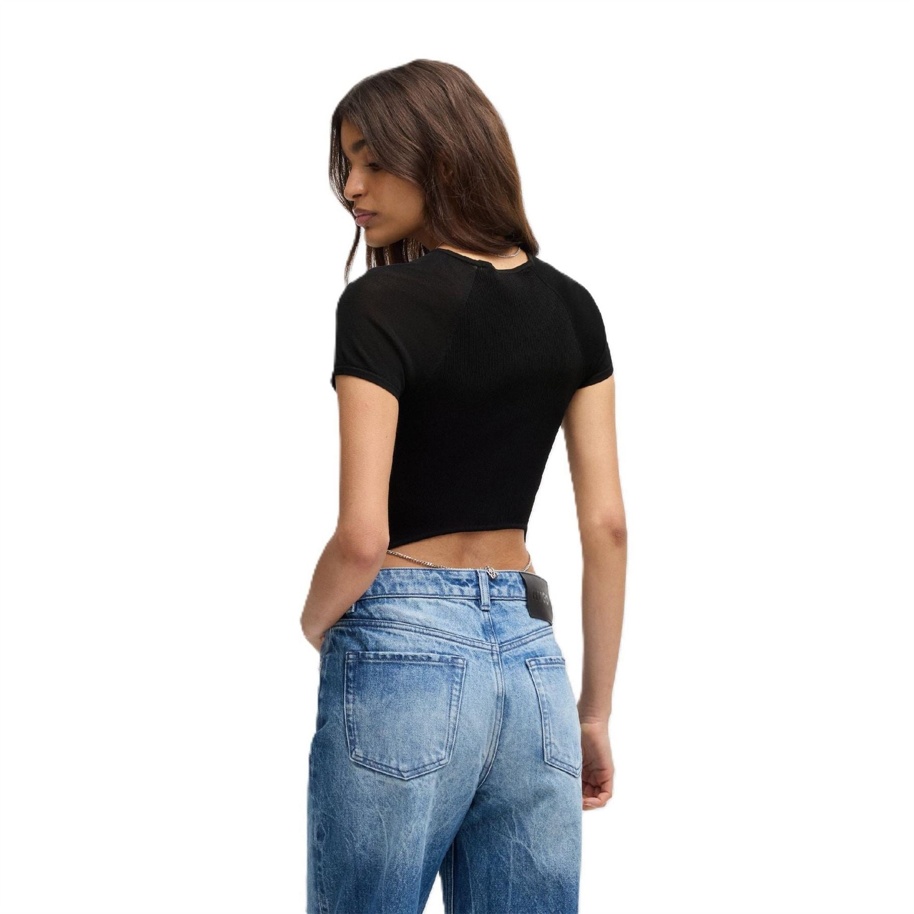 Hugo Slevetta Chain Crew Neck Raglan Sleeve Jersey T-Shirt