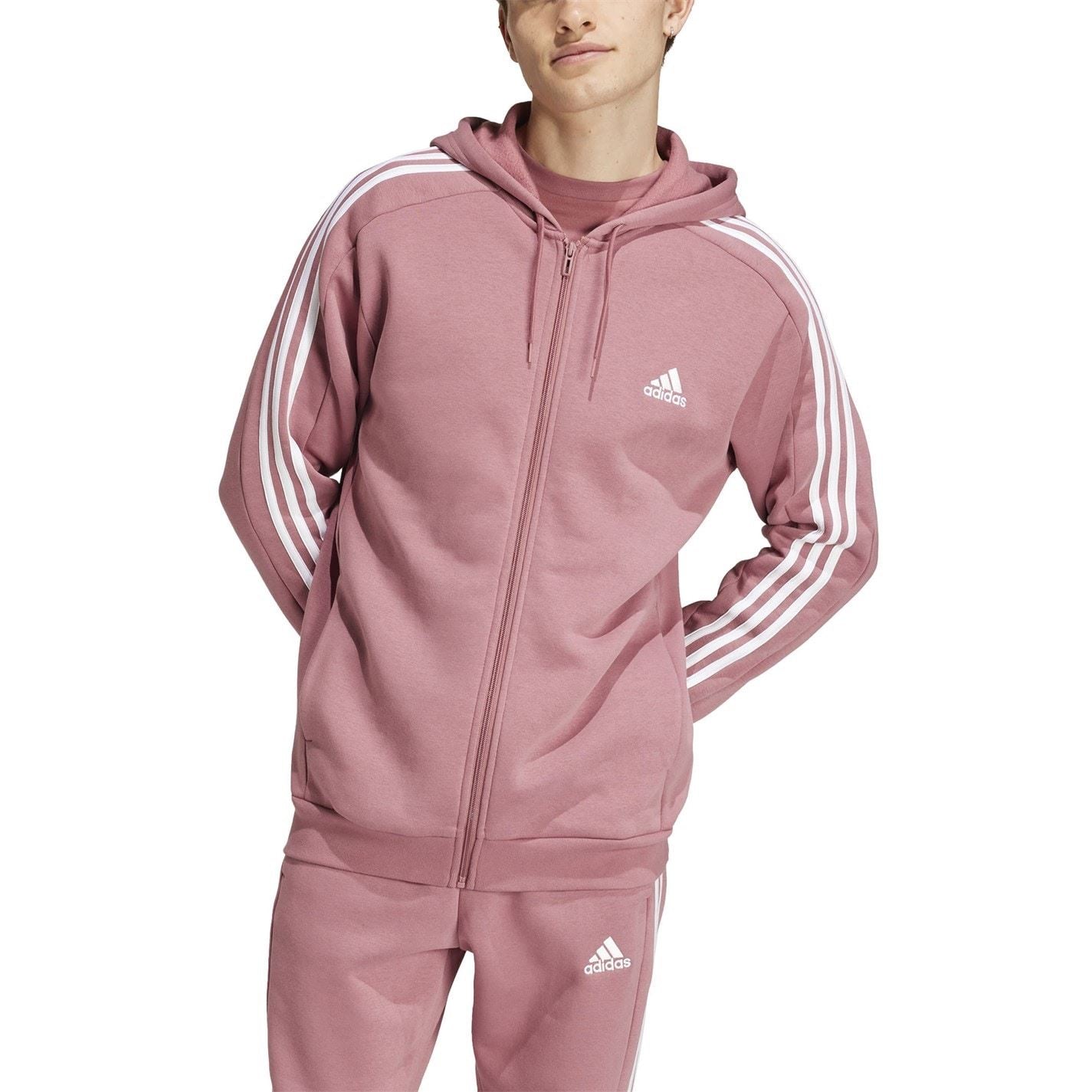 adidas Mens Essentials Fleece 3 Stripes Full Zip Hoodie