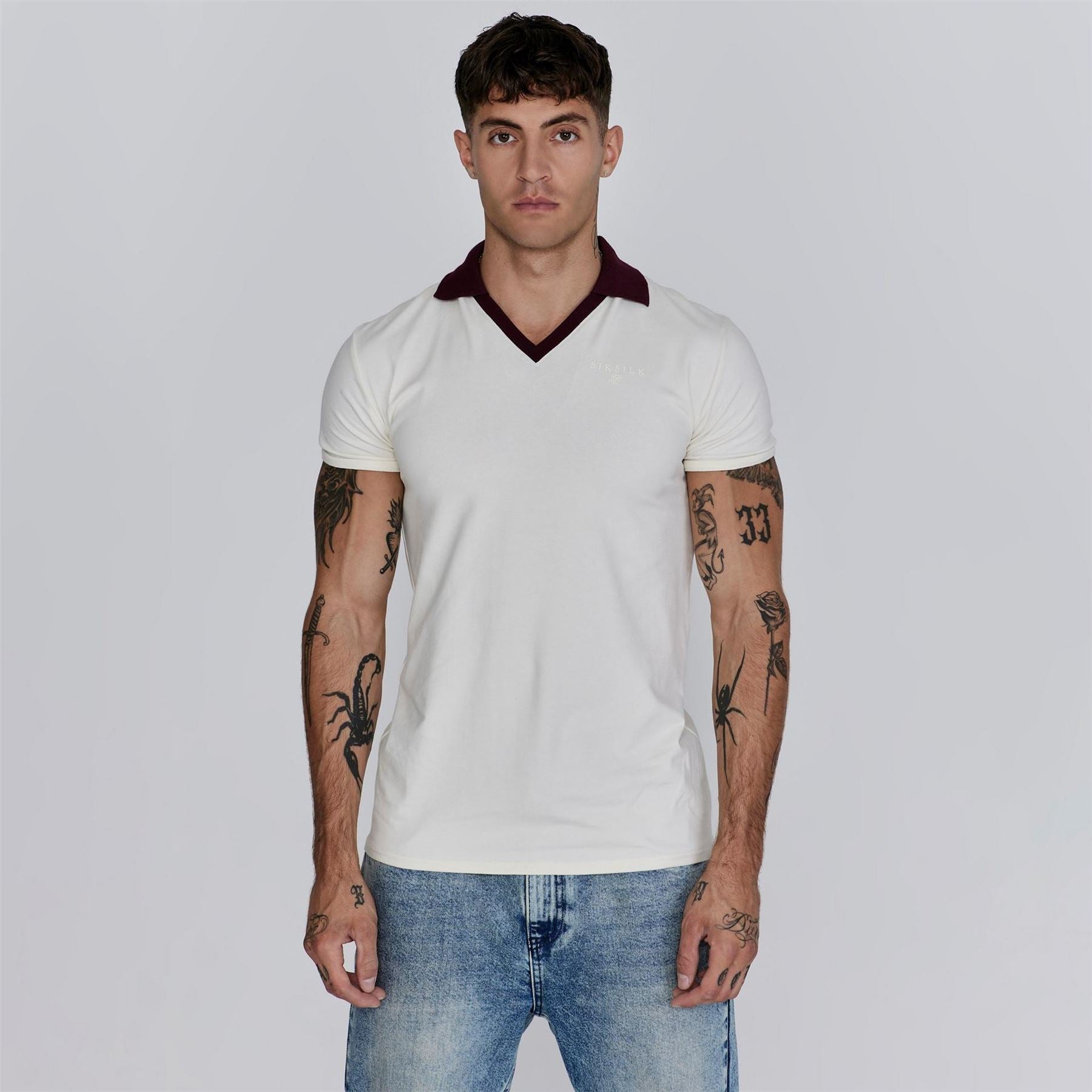 SikSilk Contrast Collared Slim Fit Polo Shirt