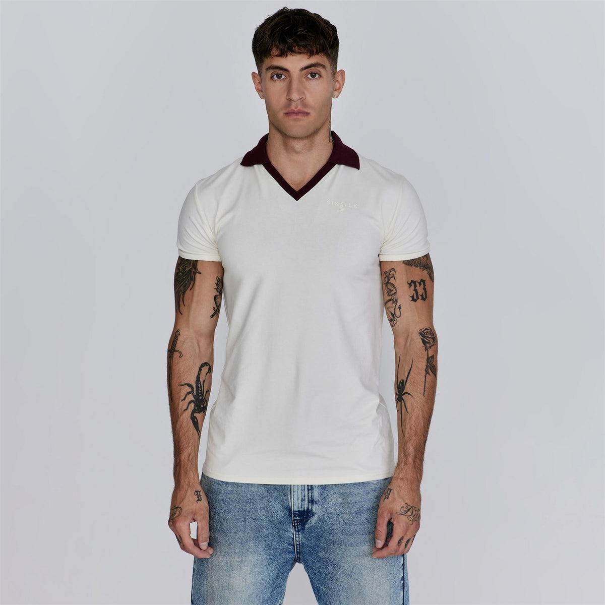 SikSilk Contrast Collared Slim Fit Polo Shirt