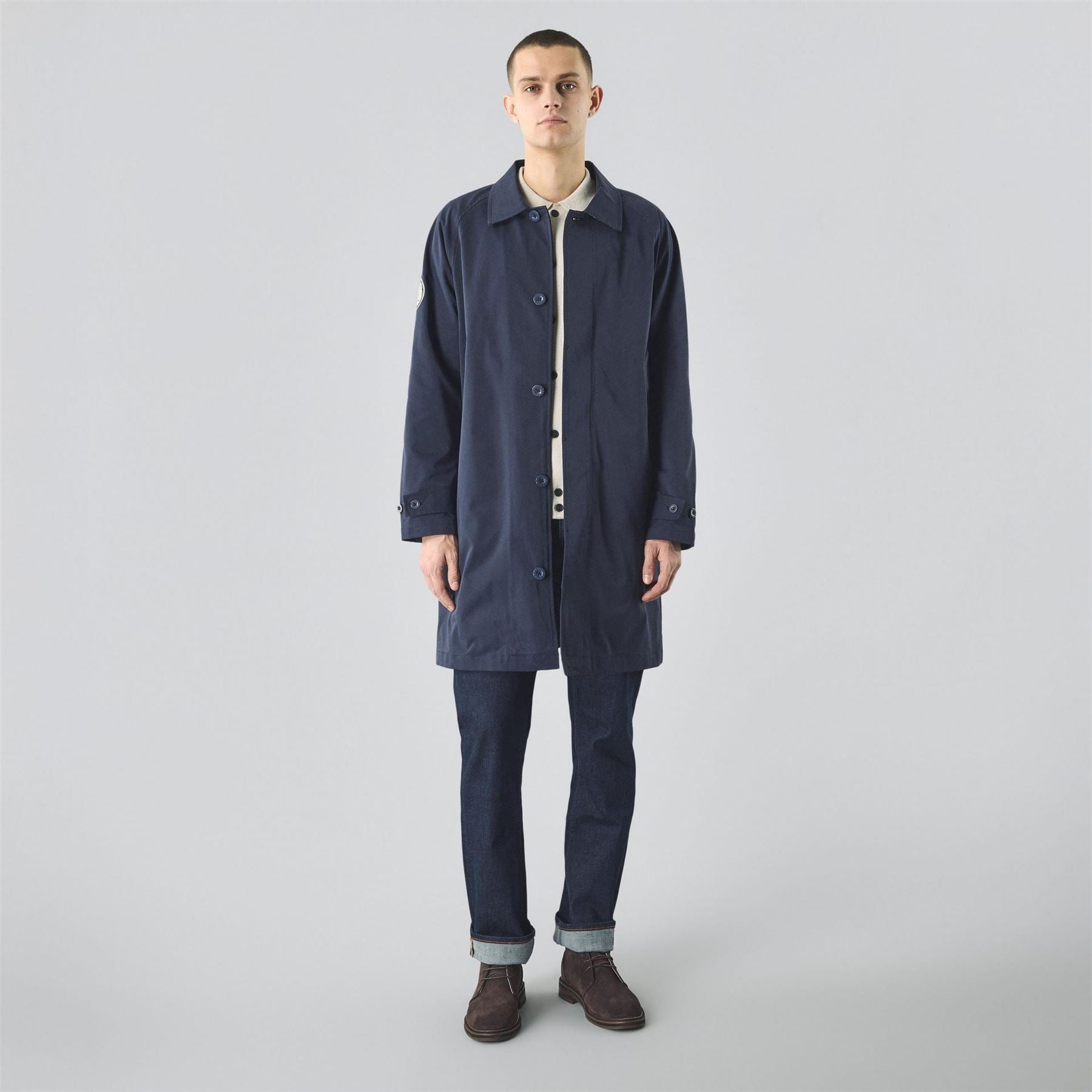 Pretty Green Concealed Buttons Plaquette Mac Coat