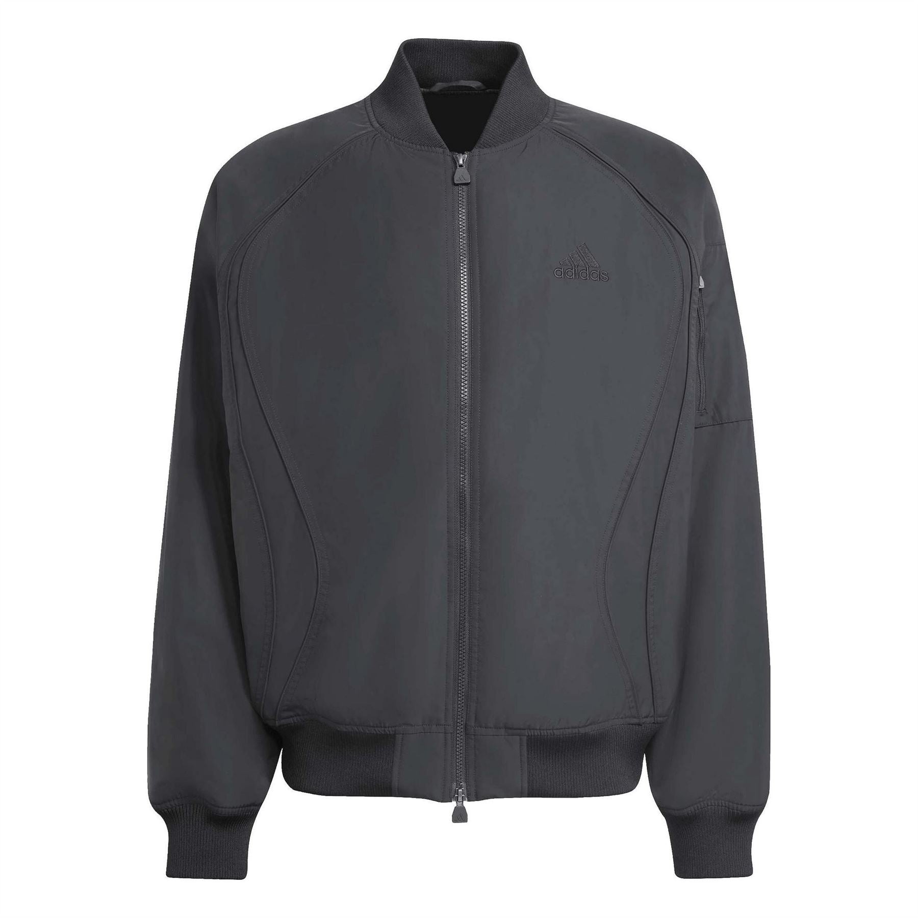 adidas Teamgeist Solid Patterned Zipped Pocket Mock Neck Ribbed Cuff Bomber Jacket