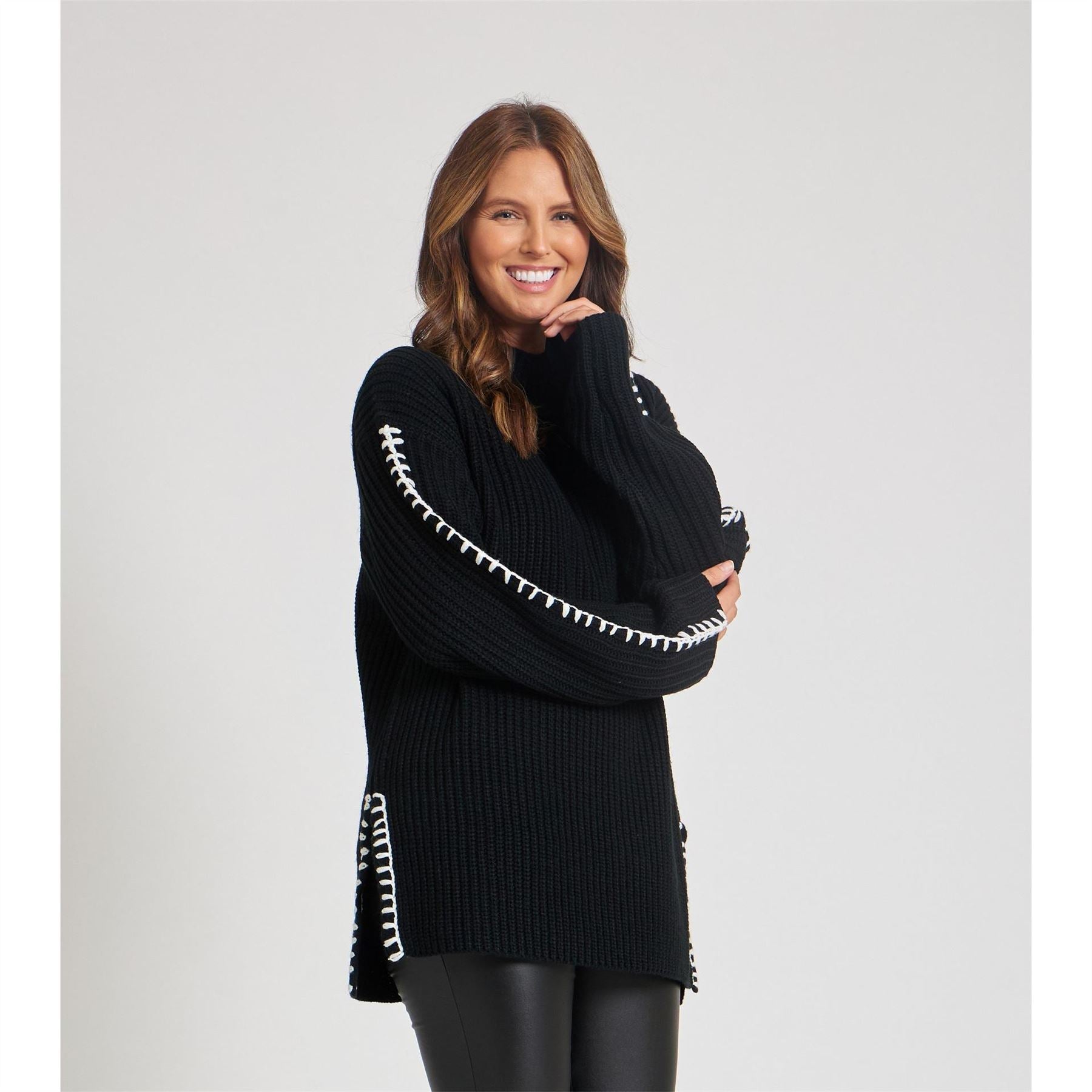 Be You By Contrast Stitch Crew Neck Jumper
