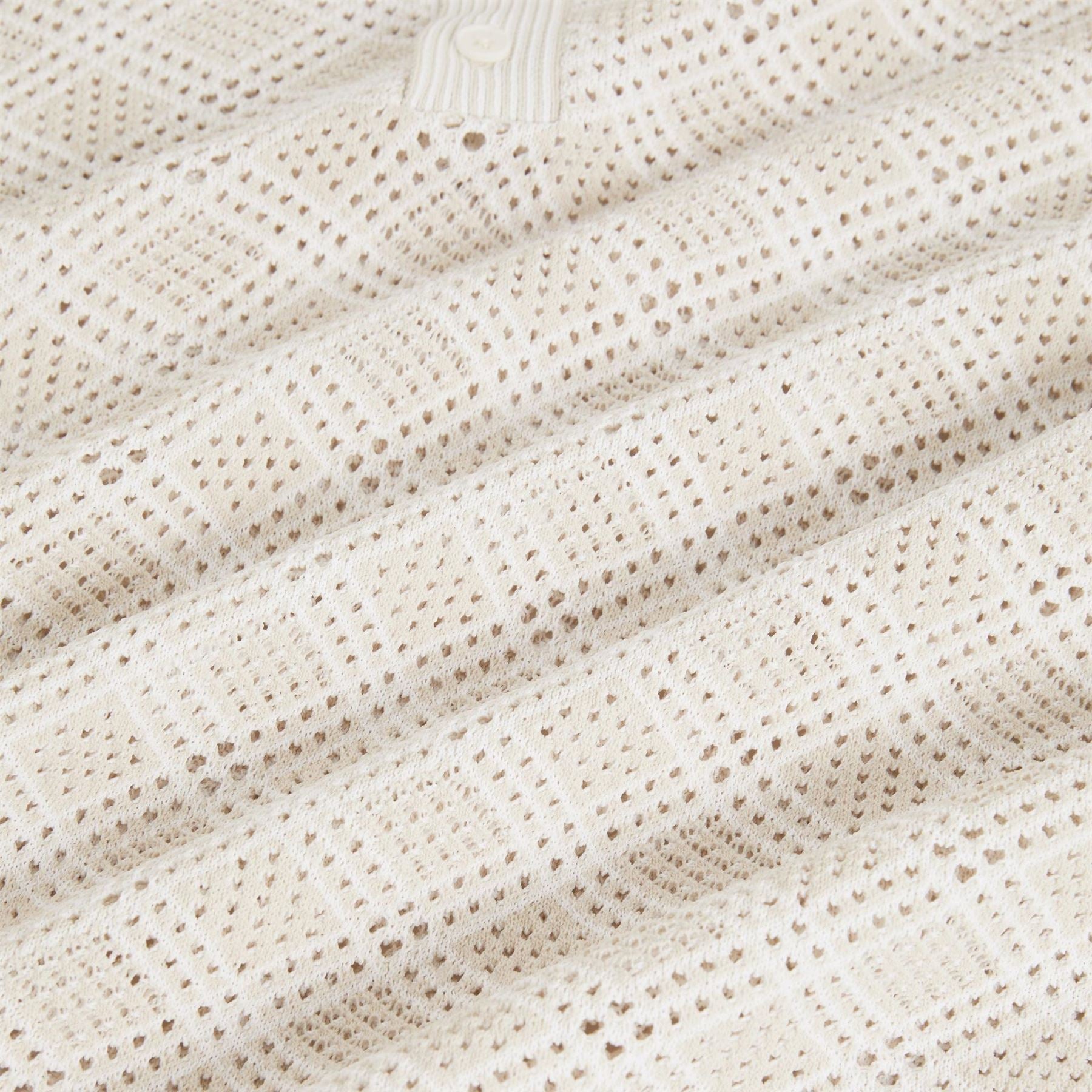 Ted Baker Geometric Open Knit Short Sleeve Polo